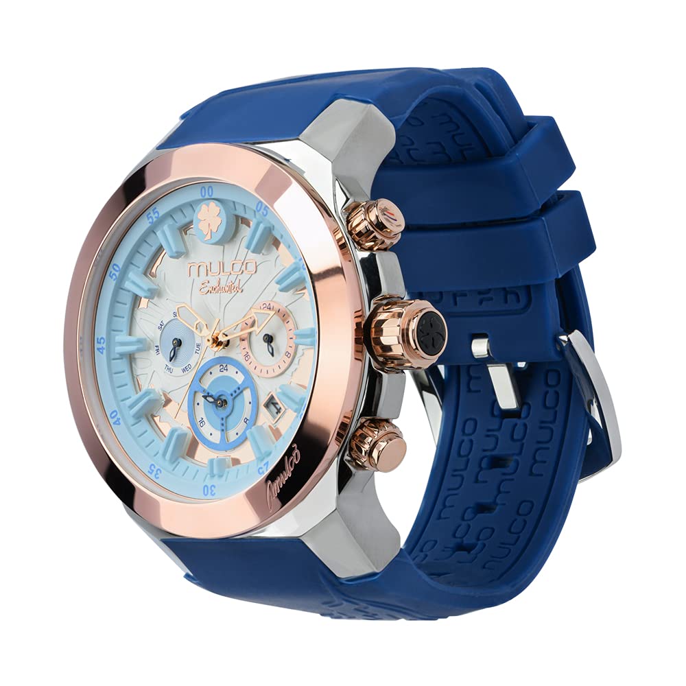 Mulco Women's Watch - Silver Stainless Steel with Silicone Band, Rose Gold & Mother Pearl Face for Everyday Elegance