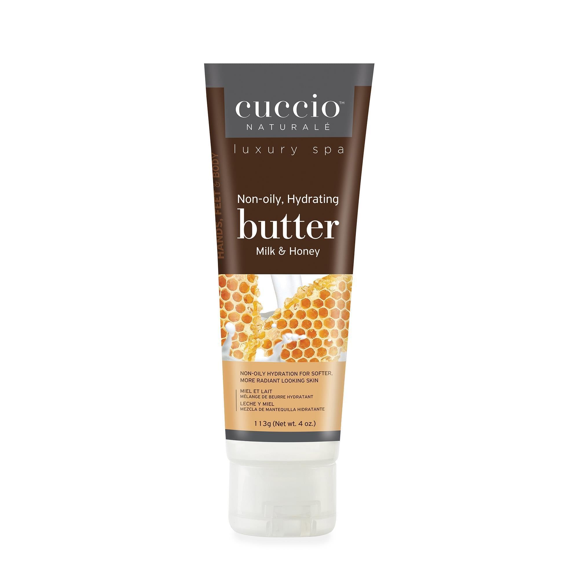 Cuccio Butter Blend Milk & Honey Hand & Foot Cream - 4 oz - Ultra Hydrating Moisturizer for Dry Skin - Perfect for Spa, Pedicure & At-Home Skincare Routine