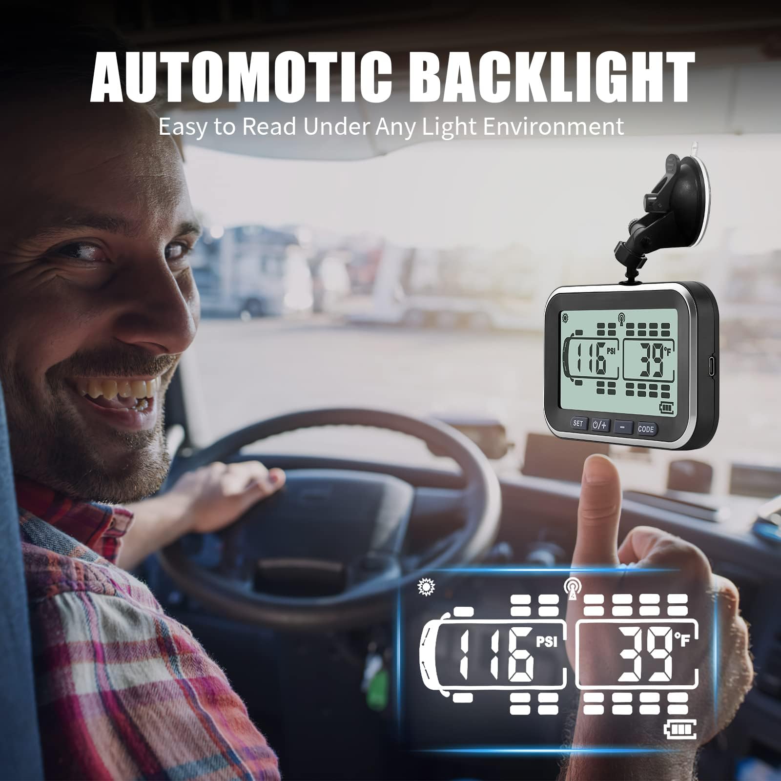 MIRAIDON RV TPMS - 12 Theft Sensors, 5 Alert Modes, Solar Powered Wireless Tire Pressure Monitoring System for RVs, Trailers & Heavy Trucks | 80ft Sensing Distance | Real-Time Monitoring for Safer Road Trips & Long-Haul Travel