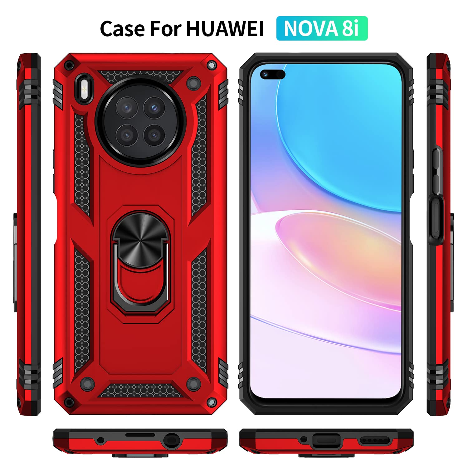 Premium Shockproof Silicone Phone Case for Huawei Nova 8i - Black with Ring Holder | Durable Protection for Everyday Use, Work & Travel