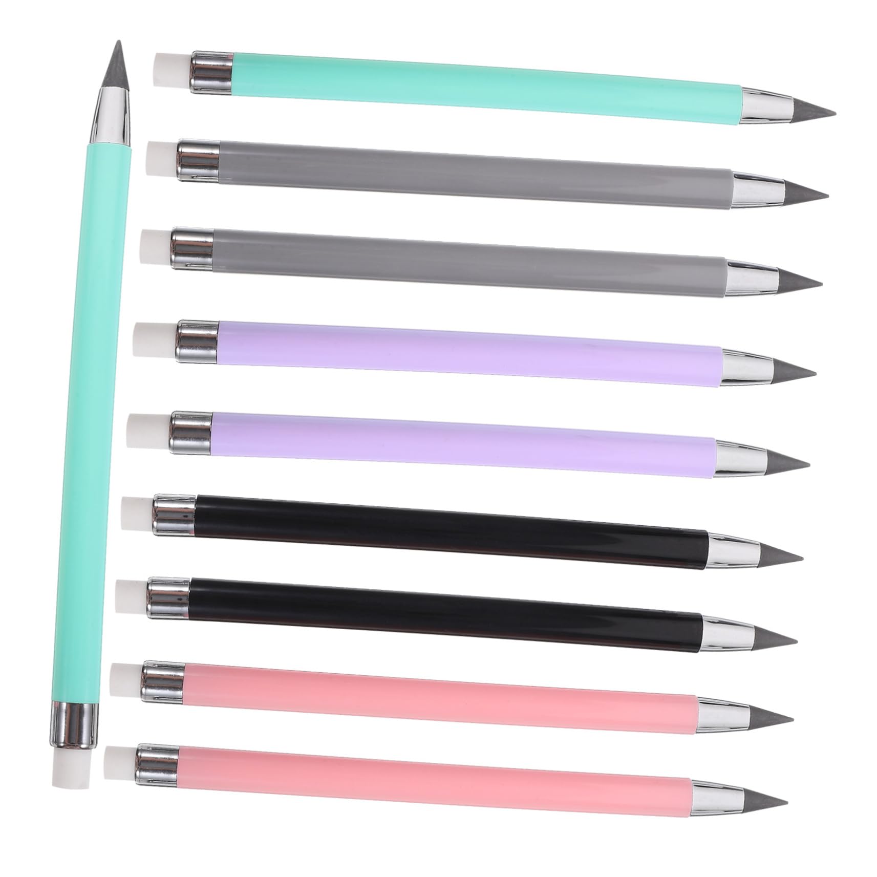 PLAFOPE 10-Pack Professional Drawing Pencils for Artists - No Sharpening Needed, Everlasting Graphite Pencils with Eraser - Perfect for Sketching, Shading & Art Projects (Ideal for Students & Professionals)