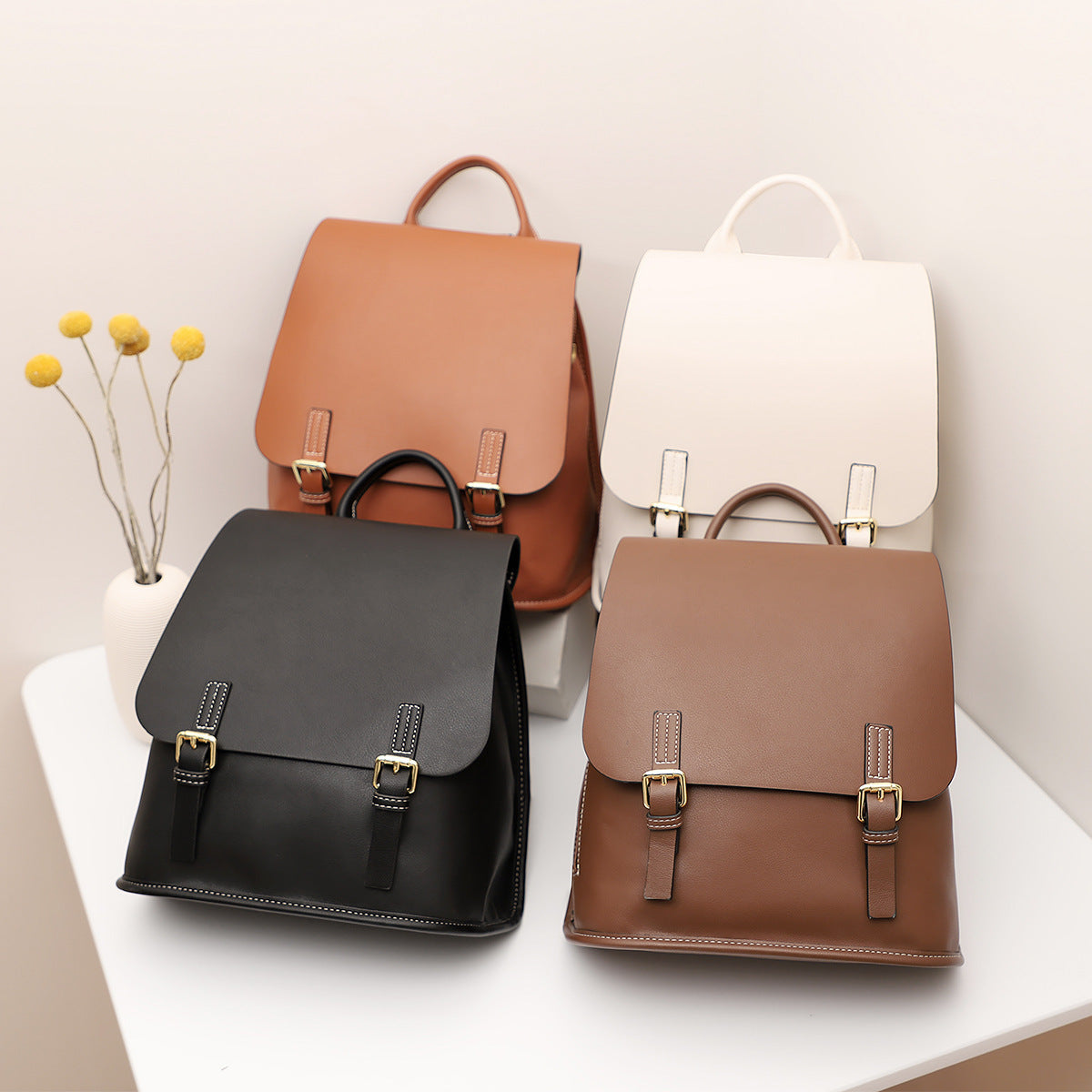 Genuine Leather Backpack for Men & Women - Stylish & Durable Simple Leather Backpack for Travel, Work & School - Perfect for Everyday Use, Commuting & Outdoor Adventures