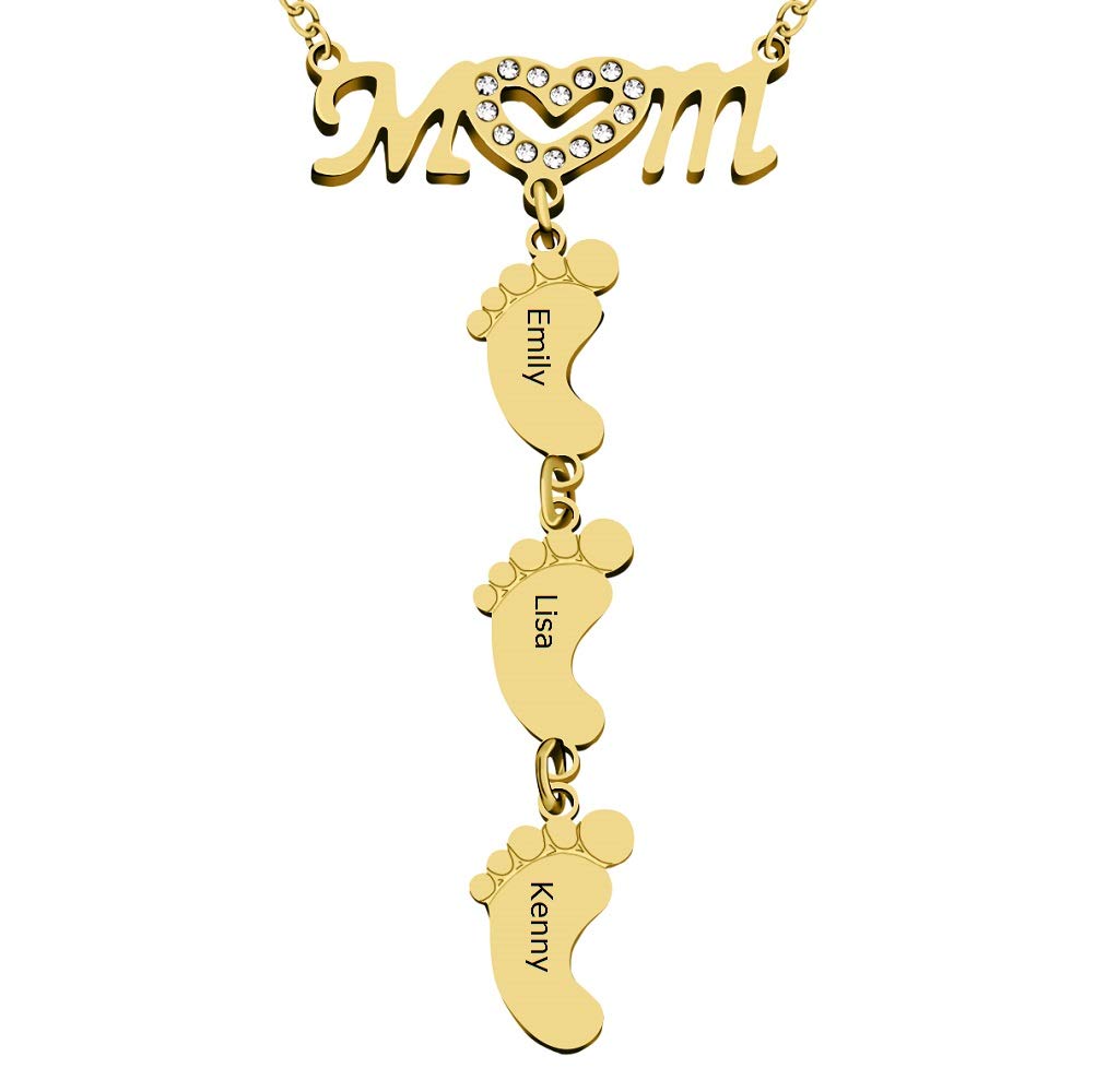 Personalized Mom Heart Necklace with Children's Name - Custom Name Pendant Jewelry for Women - Meaningful Gift for Mother's Day, Birthday & Anniversary - Perfect for Everyday Wear & Special Occasions