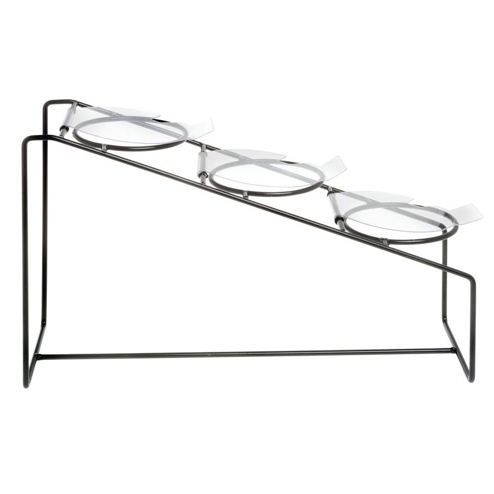 HUBERT 3-Tier Wire Cylinder Holder with Lids - Black Metal Storage Basket Organizer for Kitchen, Bathroom, Office & Home Organization