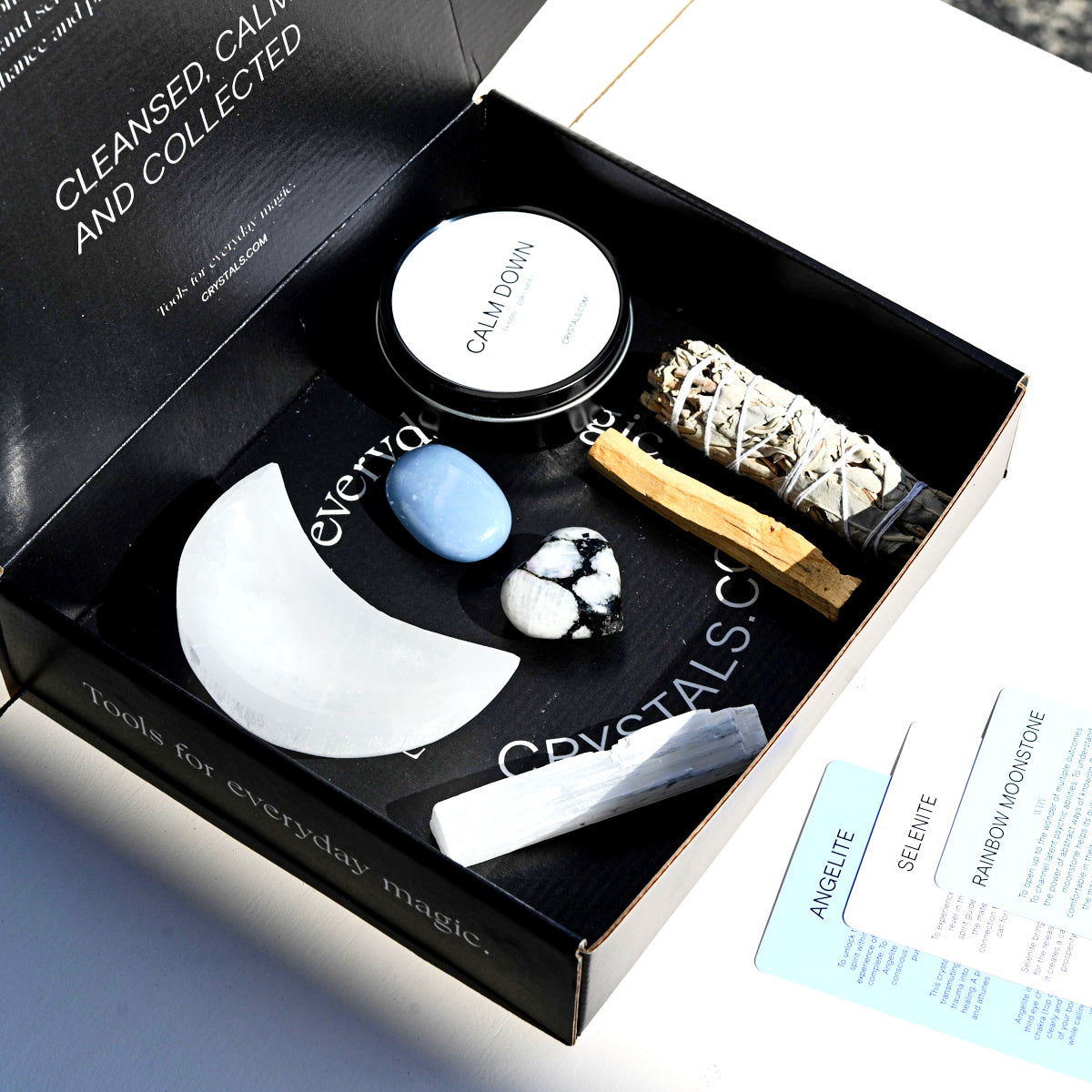 Full Moon & New Moon Crystal Ritual Kit - Healing Crystals Set for Meditation, Energy Cleansing & Spiritual Growth - Perfect for Moon Rituals, Yoga & Reiki Practice