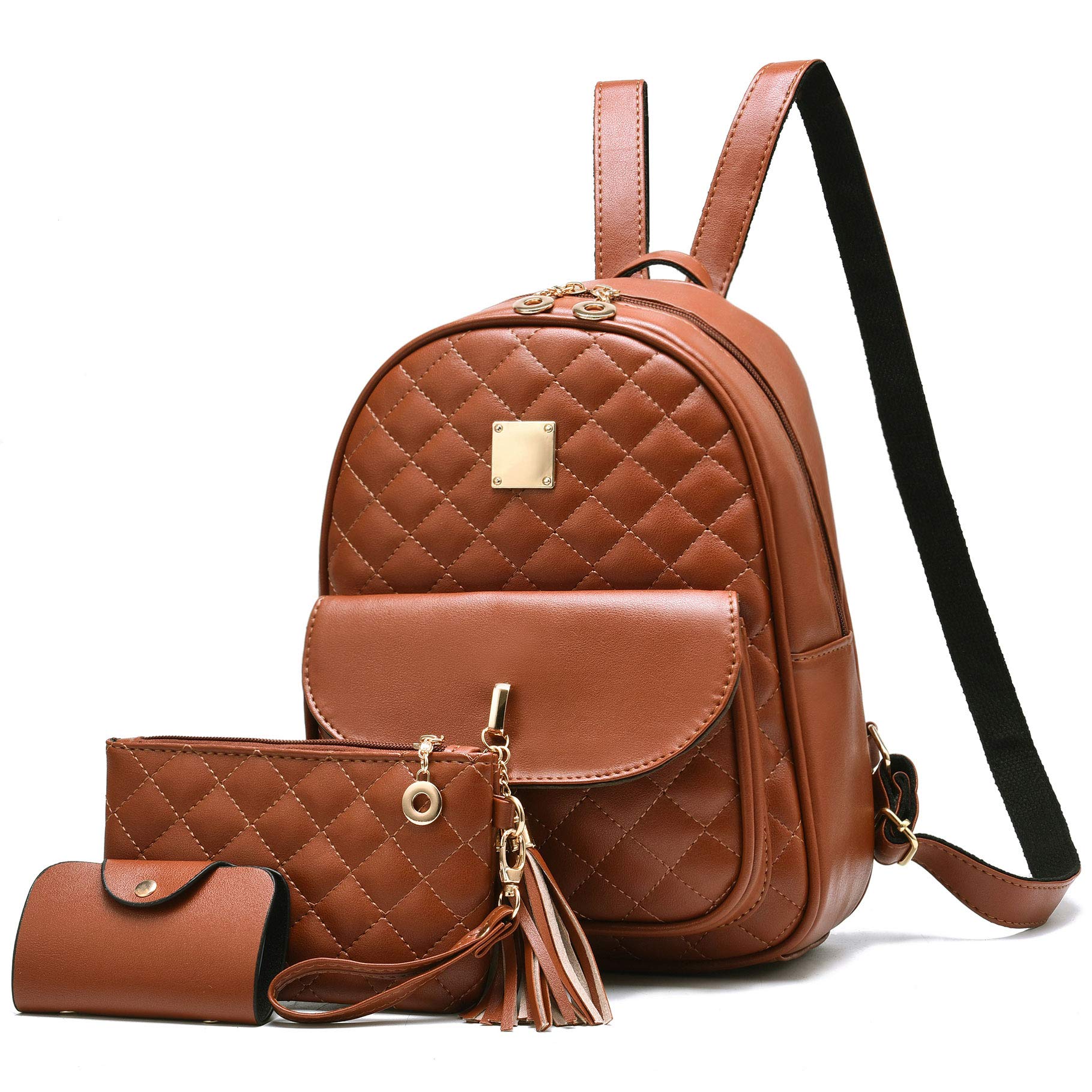 Stylish Women's Mini Quilted Backpack Set - 3 Pcs Leather Backpack Purse for Women & Girls | Perfect for School, Travel & Everyday Use