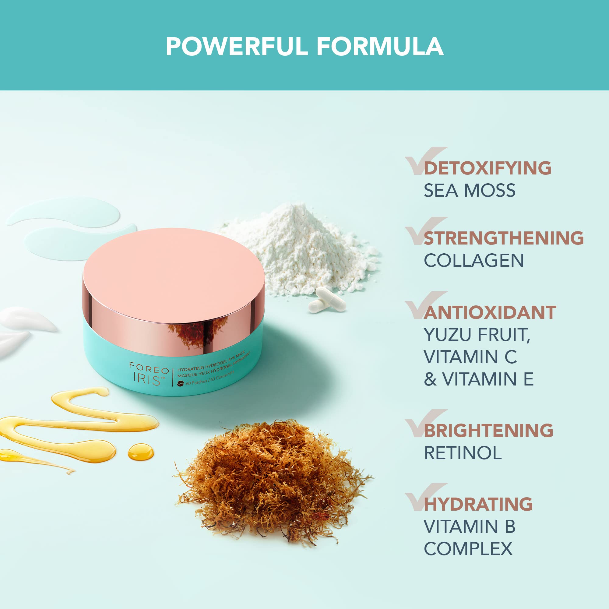 FOREO Eye Revive IRIS 2 Bundle - Lymphatic Drainage Eye Massager with 60pcs Hydrating Hydrogel Eye Mask for Dark Circles & Puffiness Relief - Fuchsia | Perfect for Morning Routine, Travel & Post-Workout Recovery