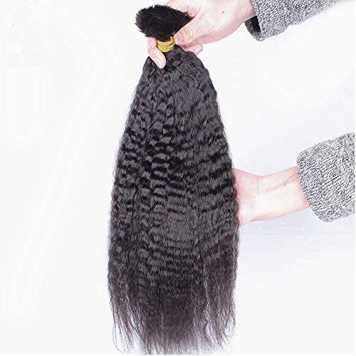 10A Brazilian Virgin Human Hair Bulk - Afro Kinky Straight Braiding Hair 100g (26 Inch, Natural Black) for Protective Styles, Box Braids & Twist Outs