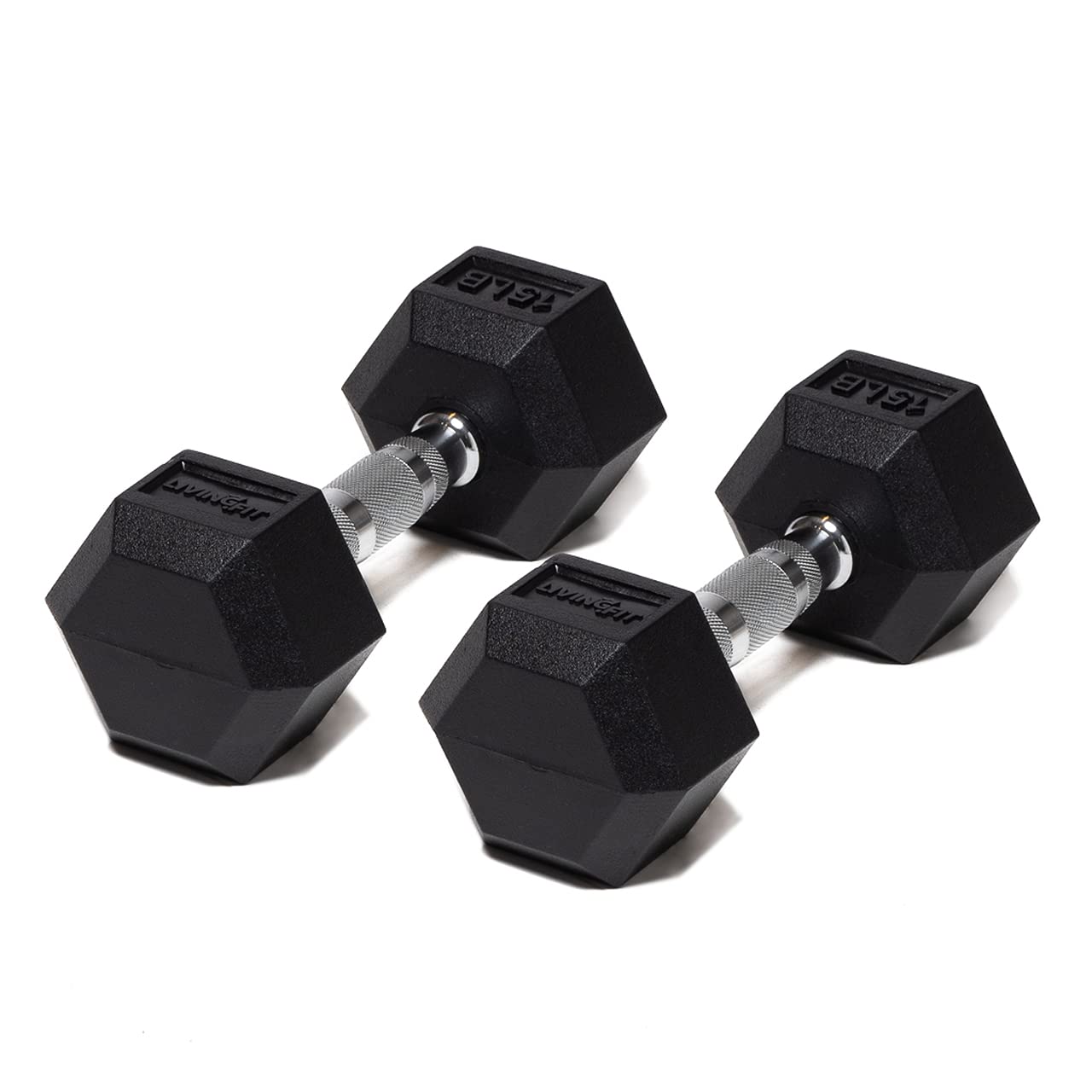Living.Fit Rubber Encased Hex Dumbbell Set (5LB-100LB) - Premium Hand Weights for Strength Training, Home Gym & CrossFit Workouts | Perfect for Weightlifting, HIIT & Functional Fitness