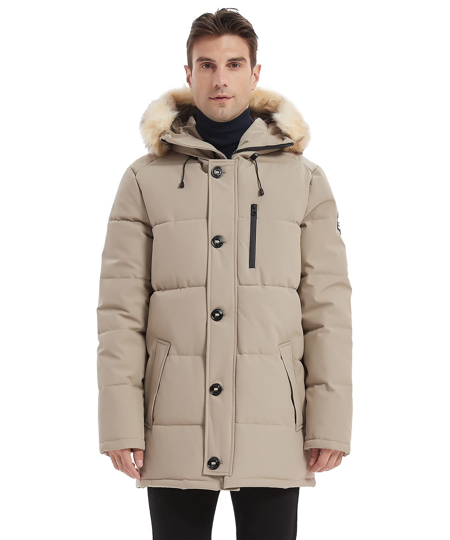 PUREMSX Men's Winter Coat - Windproof Insulated Thick Padded Parka Jacket for Cold Weather, Outdoor Activities & Daily Wear