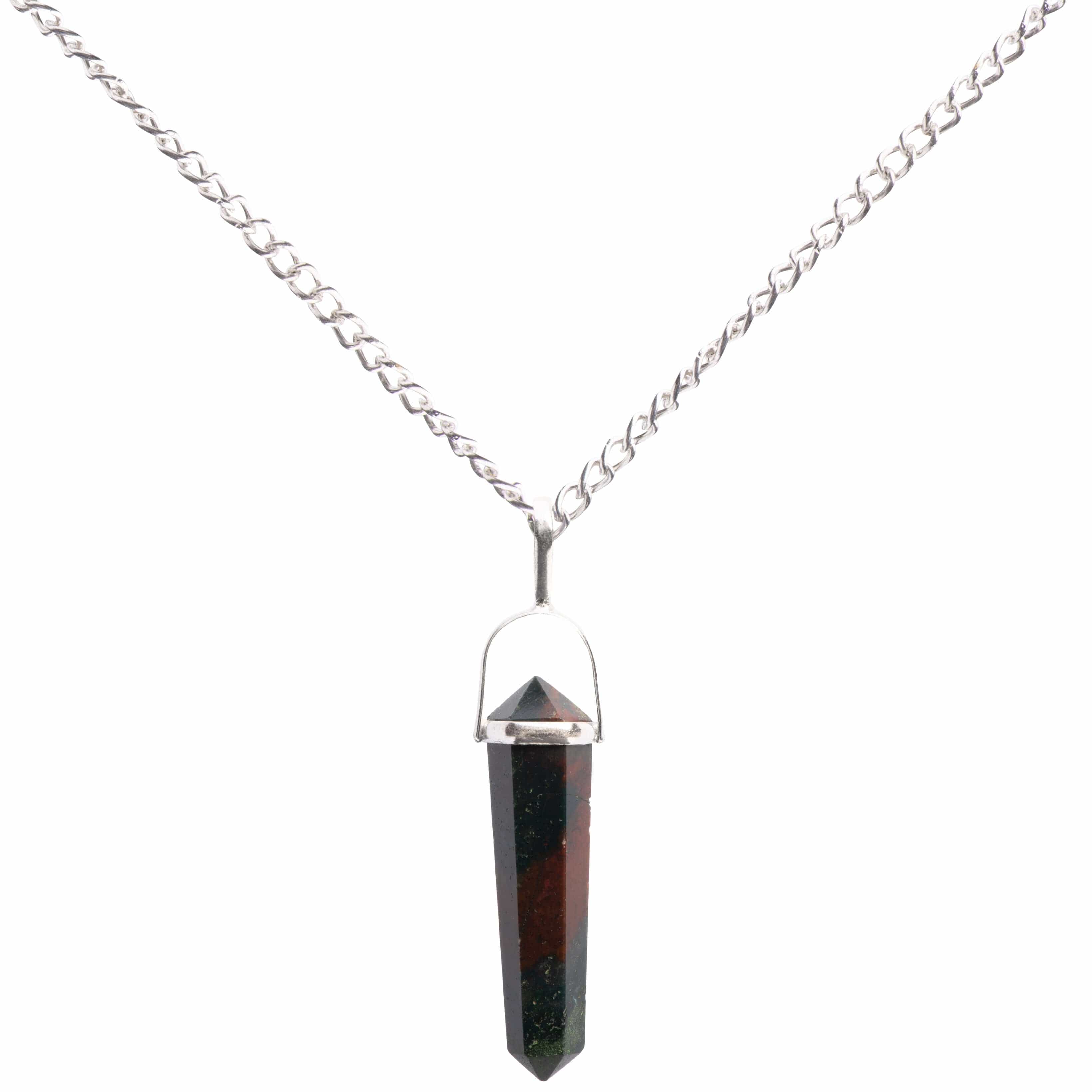 Bloodstone Point Sterling Silver Pendant Necklace for Women - Healing Crystal Jewelry for Protection & Energy Balance | Perfect for Meditation, Gifts & Everyday Wear