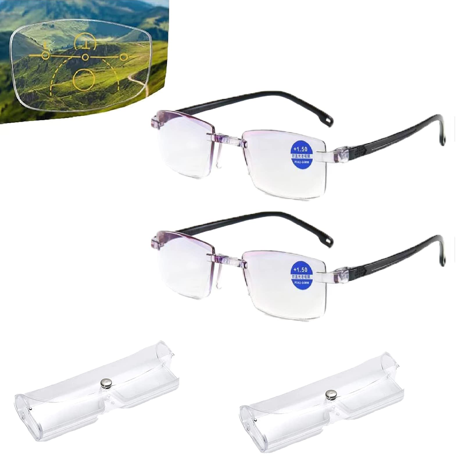 Boldely High Hardness Anti Blue Light Bifocal Reading Glasses (+1.0, Black) - Computer & Reading Glasses for Men & Women - Perfect for Office Work, Reading Books, and Screen Time