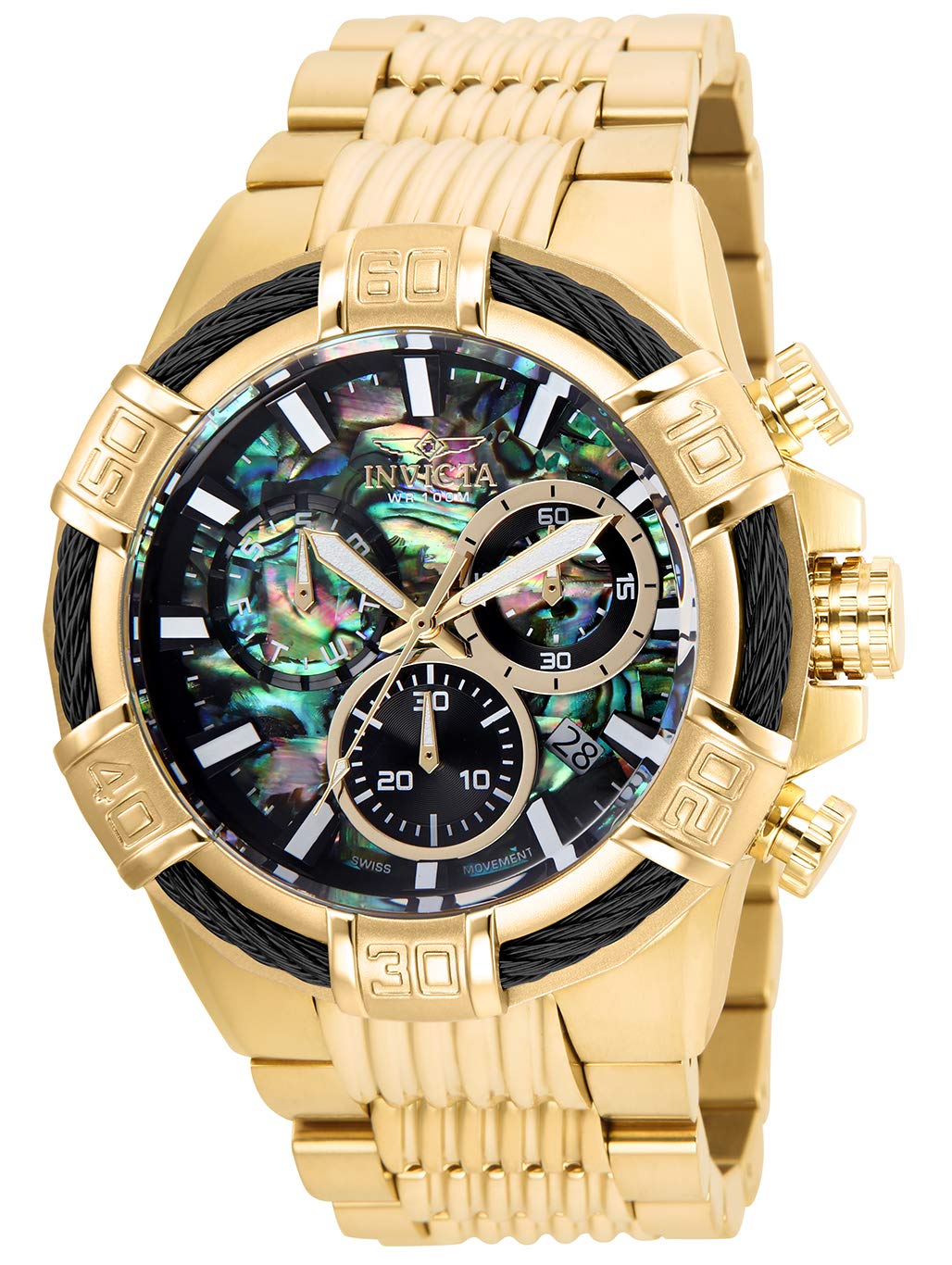 Invicta Men's Bolt Quartz Watch - Gold Stainless Steel Case & Band, Chronograph, Date Display, Water Resistant - Perfect for Business, Casual & Outdoor Activities