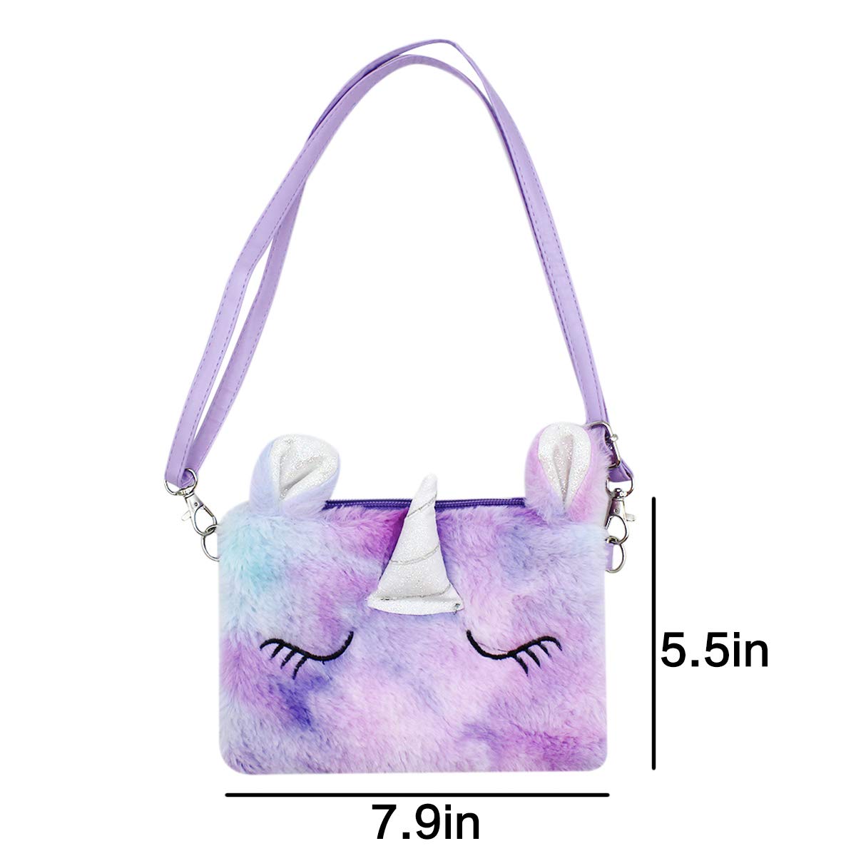 **MINGSEECESS Kids Wallet for Girls - Fluffy Crossbody Purse, Cute Fuzzy Shoulder Bag with Zipper, Tie-Dye Coin Purse - Perfect for School, Travel & Playdates**