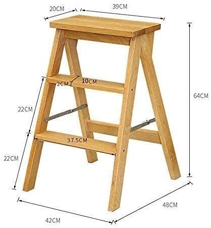 LEOSXA Wooden Step Stool for Adults - Foldable Multifunctional Ladder Stool with Creative Design for Home Use - Perfect for Kitchen, Bathroom, and Storage Access