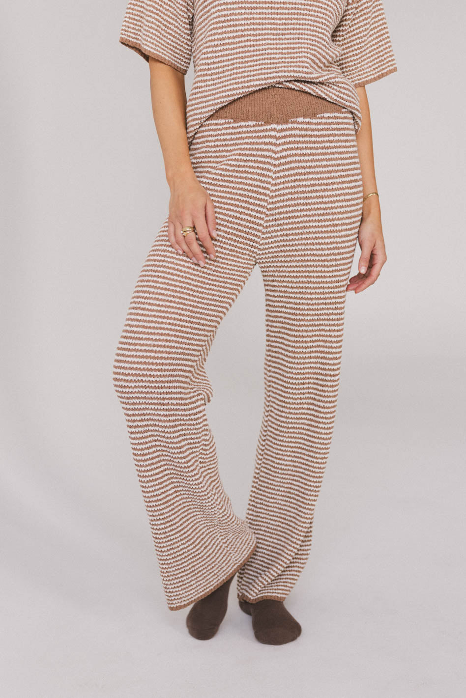 Matilda Striped Knit Pants for Women - Soft Comfortable Lounge Pants - Perfect for Yoga, Home Wear & Casual Outfits - FINAL SALE
