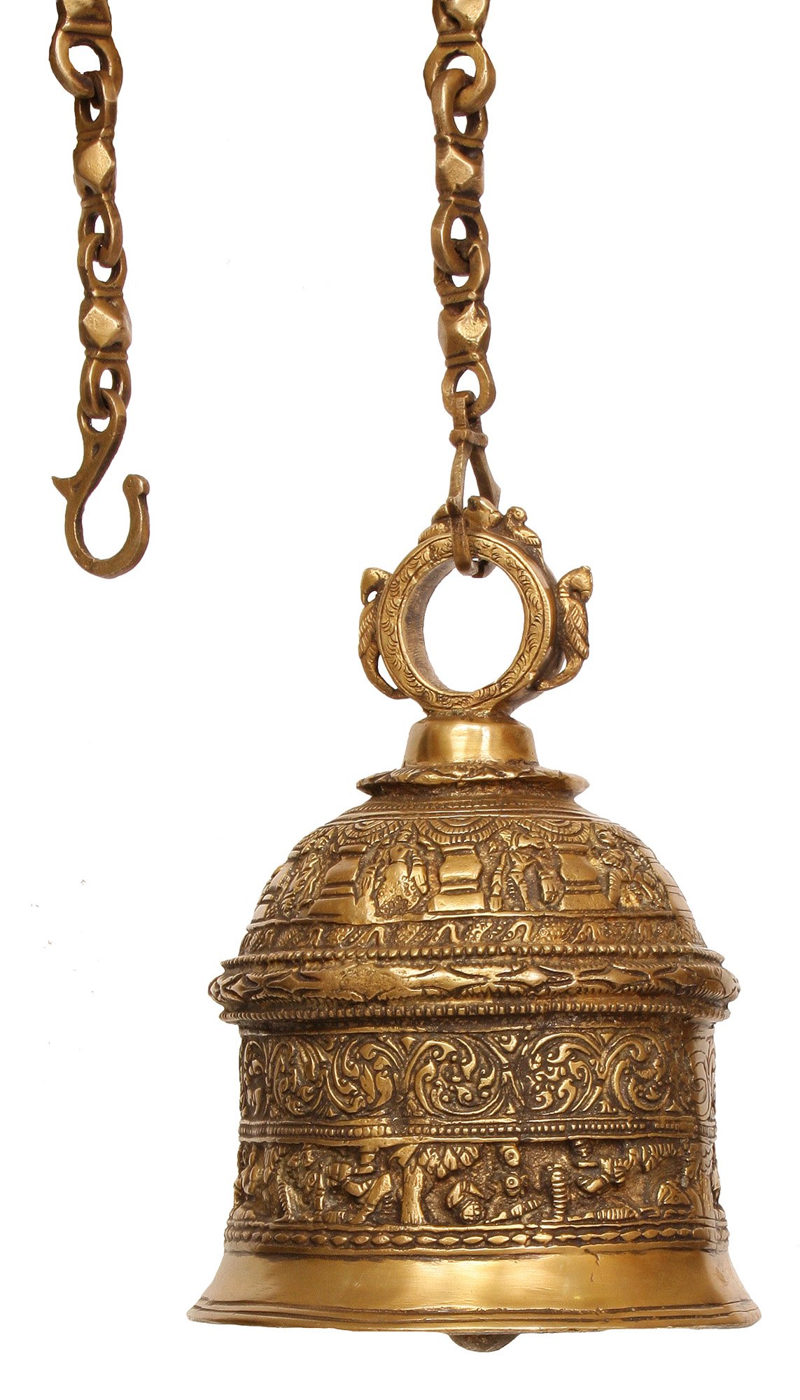 Dashavatar Temple Hanging Brass Bell - Handcrafted Hindu Religious Decor for Home Altar & Meditation Space | Perfect for Puja Room, Yoga Studio & Spiritual Gifts