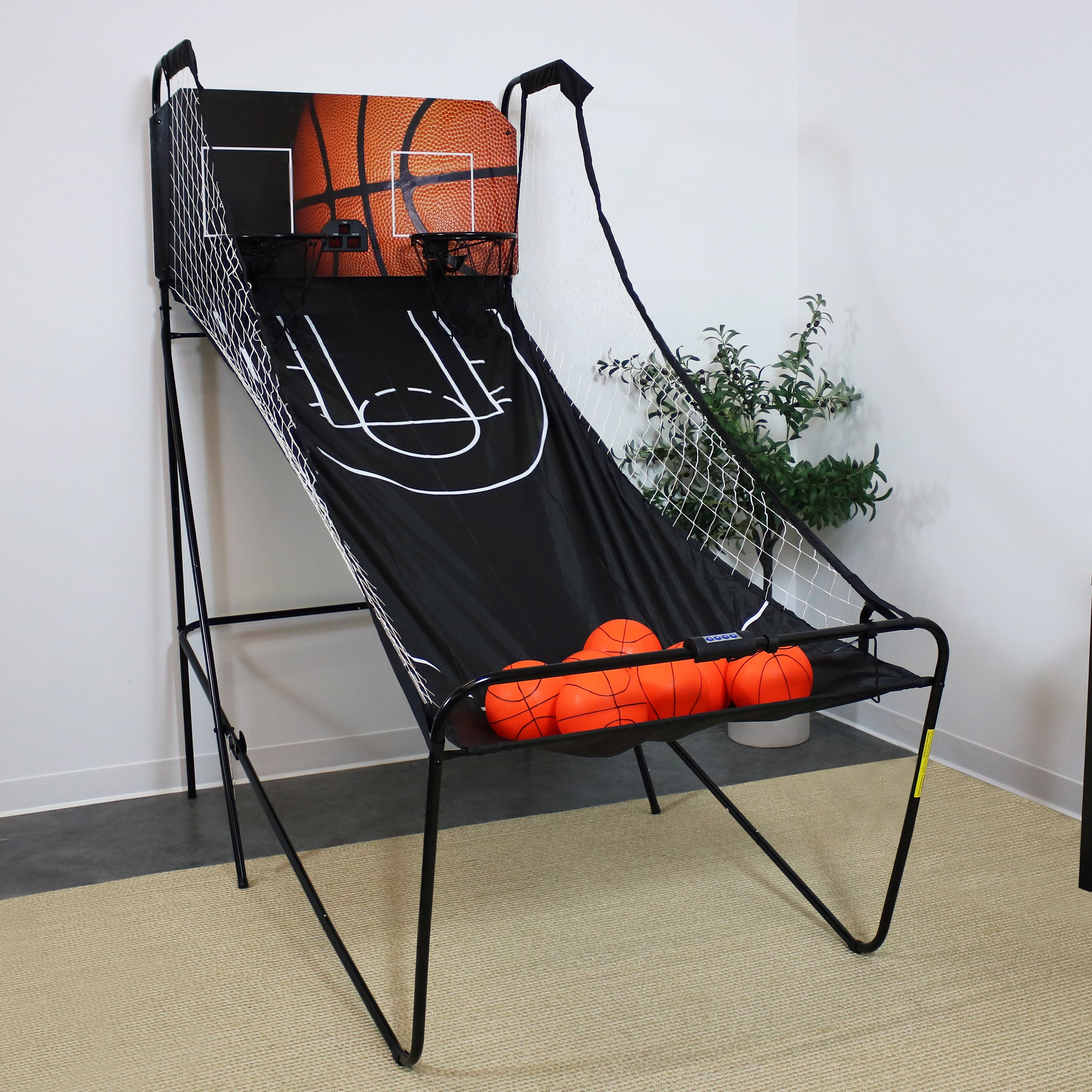 Sunnydaze Folding Indoor 2 Player Arcade Basketball Game with Electronic Scorer & 8 Game Modes - Fun Family Game Room Entertainment for Kids & Adults