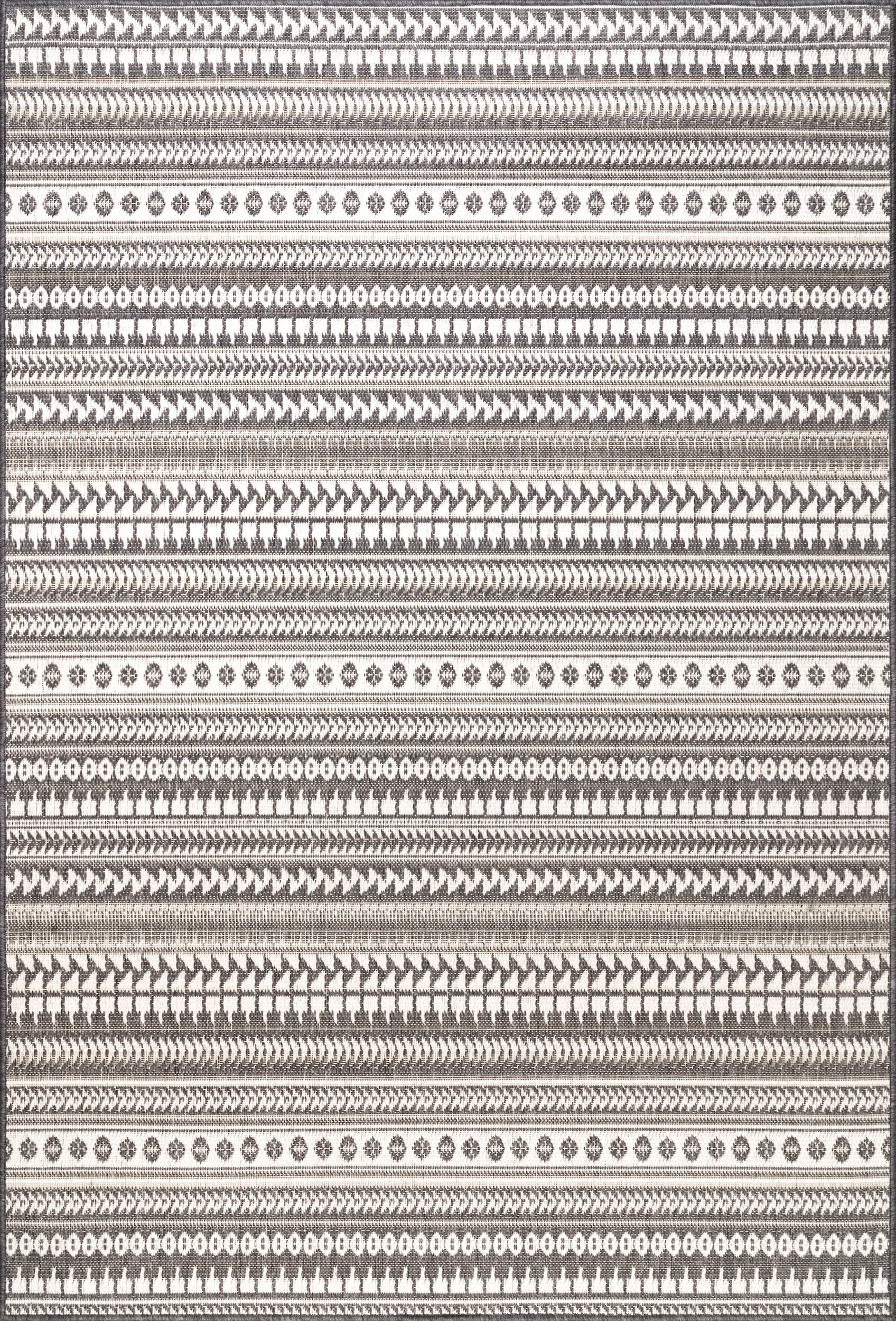 Aztec Bands Indoor/Outdoor Rug - Non-Slip, Waterproof, Durable Grey Area Rug for Living Room, Bedroom, Patio & Deck