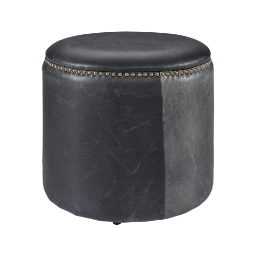 Vintage Black Leather Ottoman Footrest - Classic Artwood Design for Living Room, Bedroom & Office Comfort