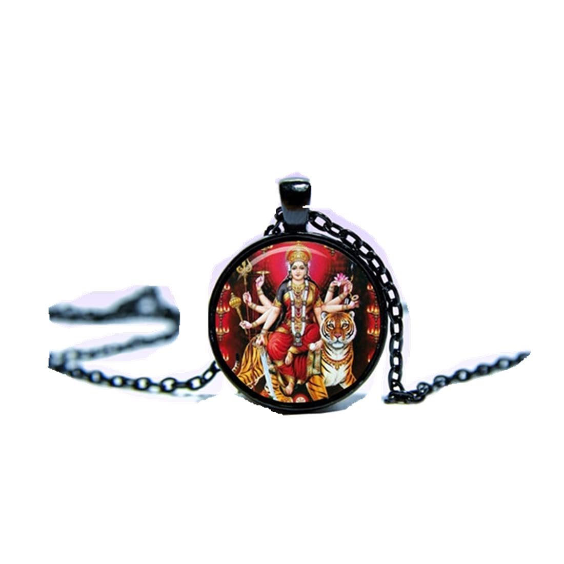 Durga Necklace - Yoga Jewelry Amulet Charm Pendant for Men & Women - Perfect for Meditation, Spiritual Practice & Boho Fashion