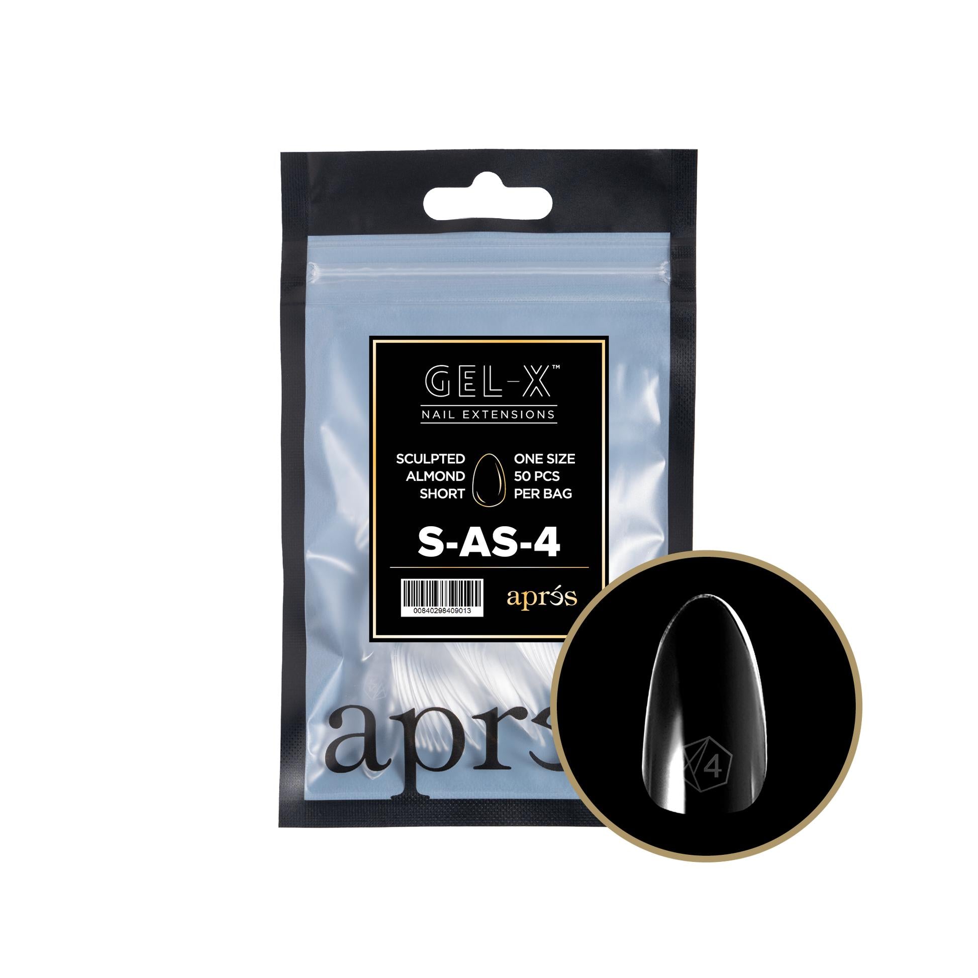 Apres Gel X 2.0 Refill Bags - Sculpted Almond Short Size 4 (50 Pcs) | Professional Nail Extension Kit for Salon & Home Manicure | Perfect for DIY Nail Art & Special Occasions