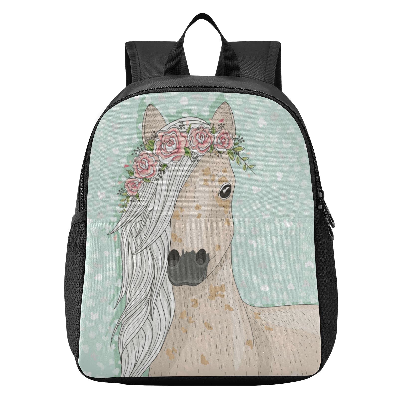 Fairy Tale Horse & Flowers Kids Backpack for Boys & Girls - Durable Elementary School Bookbag, Daypack & Rucksack for Students - Perfect for School, Travel & Outdoor Adventures