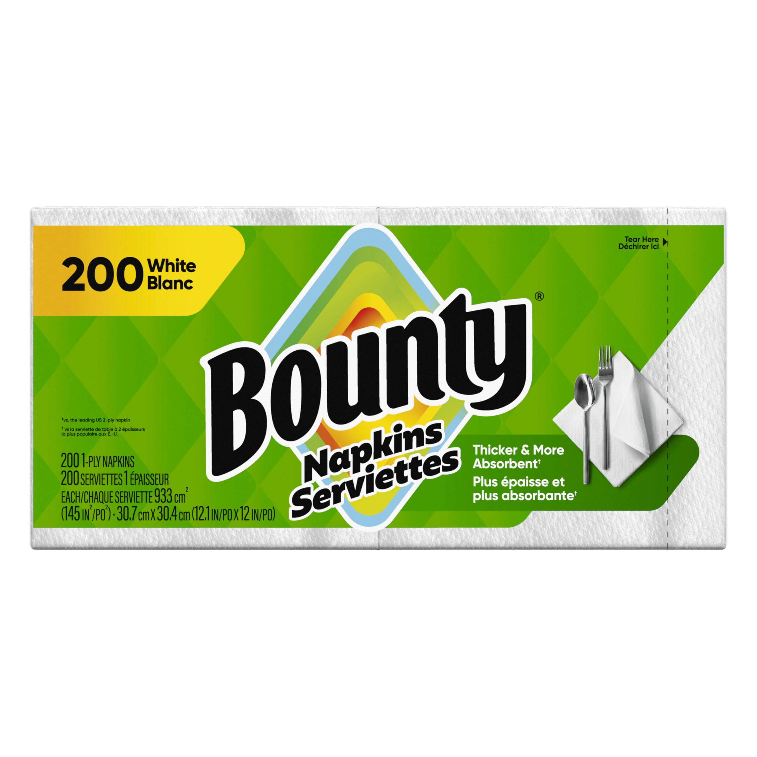 Bounty White Paper Napkins, 200 Count - Premium Quality, Absorbent & Soft for Parties, Dining & Everyday Use