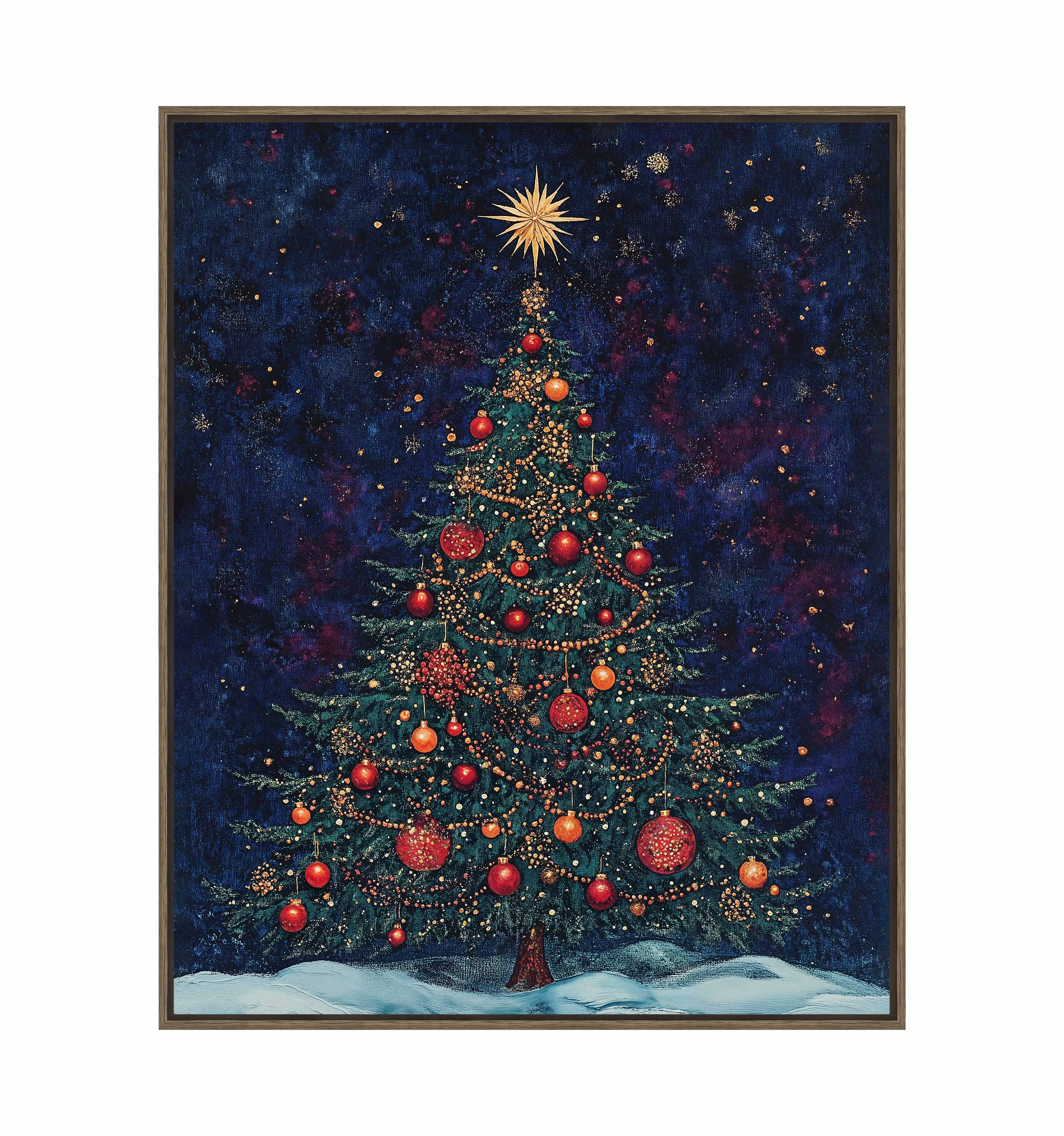 Homestead Christmas Spruce Gallery Wrapped Canvas Wall Art - Perfect for Holiday Home Decor, Living Room & Bedroom Christmas Decorations