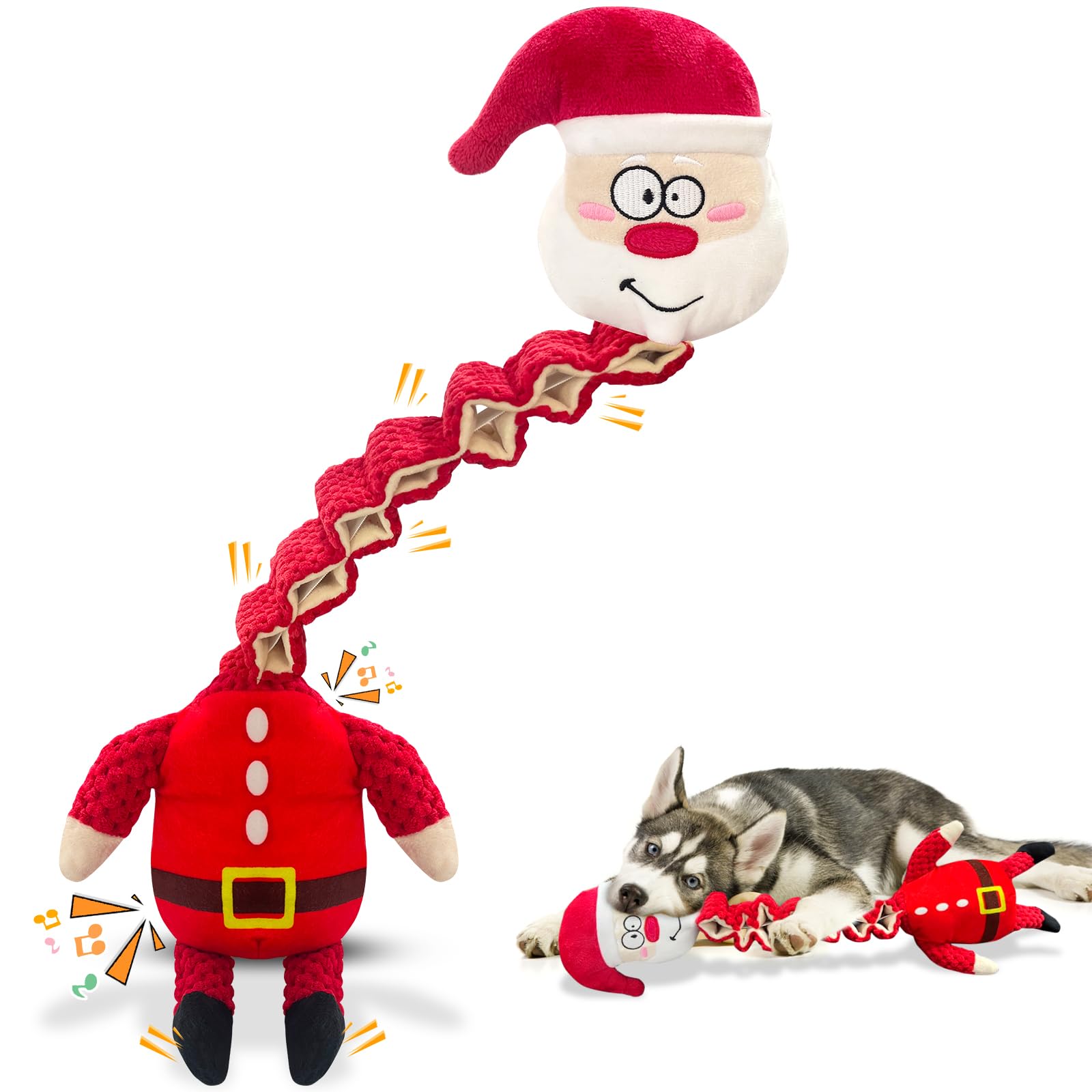 Christmas Large Interactive Dog Toys - Squeaky Plush Stuffed Chew Toy for Big Dogs | Durable Santa-Themed Puppy Toys for Small, Medium & Large Breeds | Perfect for Holiday Playtime & Training