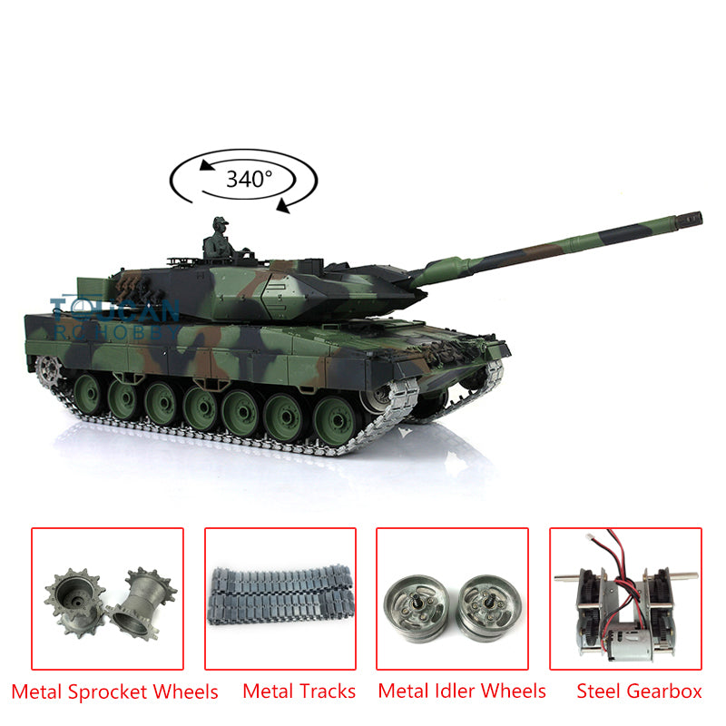 Heng Long 1/16 Scale TK7.0 Upgraded Metal German Leopard 2A6 RTR RC Tank - 3889 Military Vehicle with BB Shooting Function (Ready-to-Run, Battery Included) for Outdoor Battles, Backyard War Games & RC Tank Enthusiasts