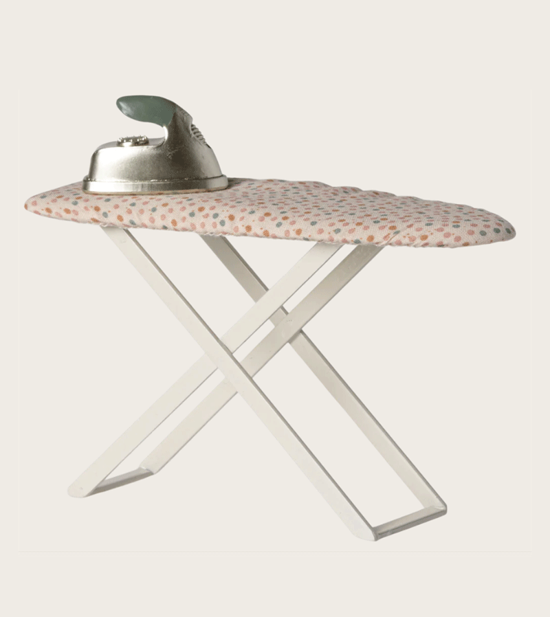 Maileg Miniature Iron and Ironing Board Set - Perfect for Dollhouse Play, Pretend Laundry, and Kids' Role-Playing Games