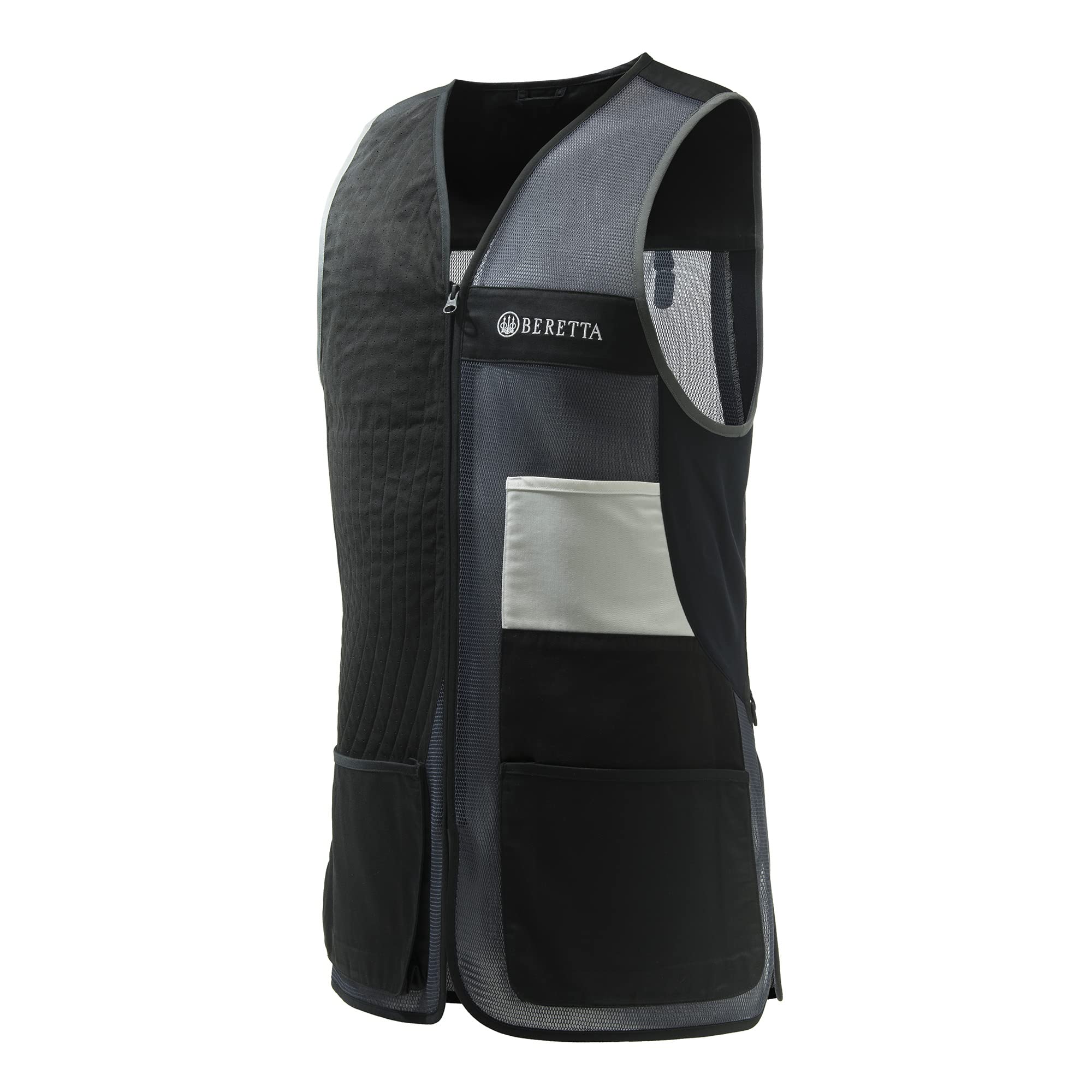 Beretta Men's Uniform Pro 20.20 Breathable Slim Fit Shooting Vest - Microsuede Patch Front Zip, Mesh Lining & Pockets for Clay Pigeon Competition & Outdoor Hunting