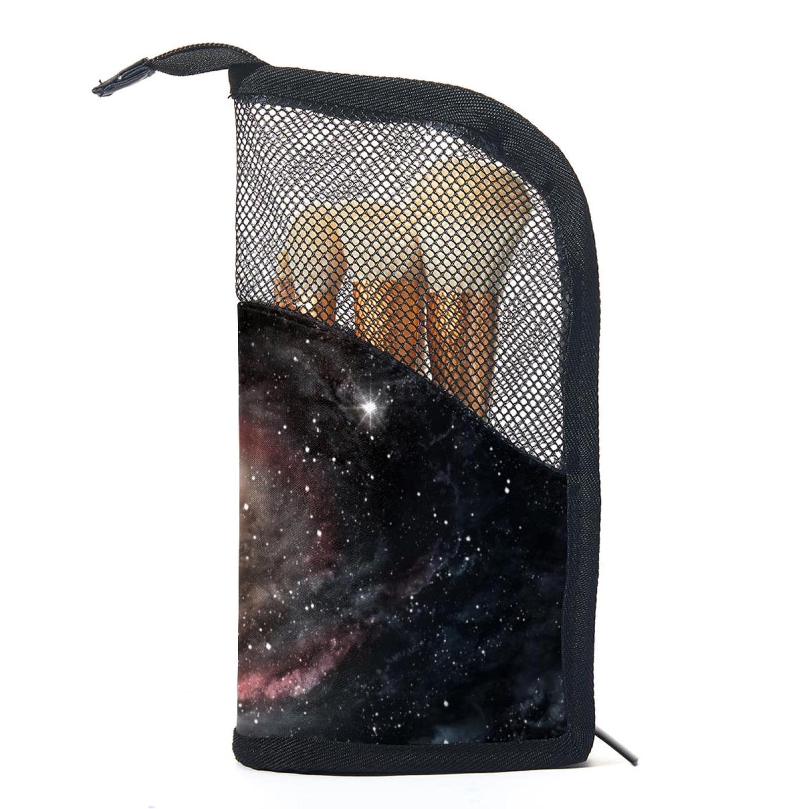 **12-Piece Universe Nebula Starry Sky Makeup Brush Organizer Bag - Portable Makeup Brush Holder Case for Travel, Home & Professional Use**