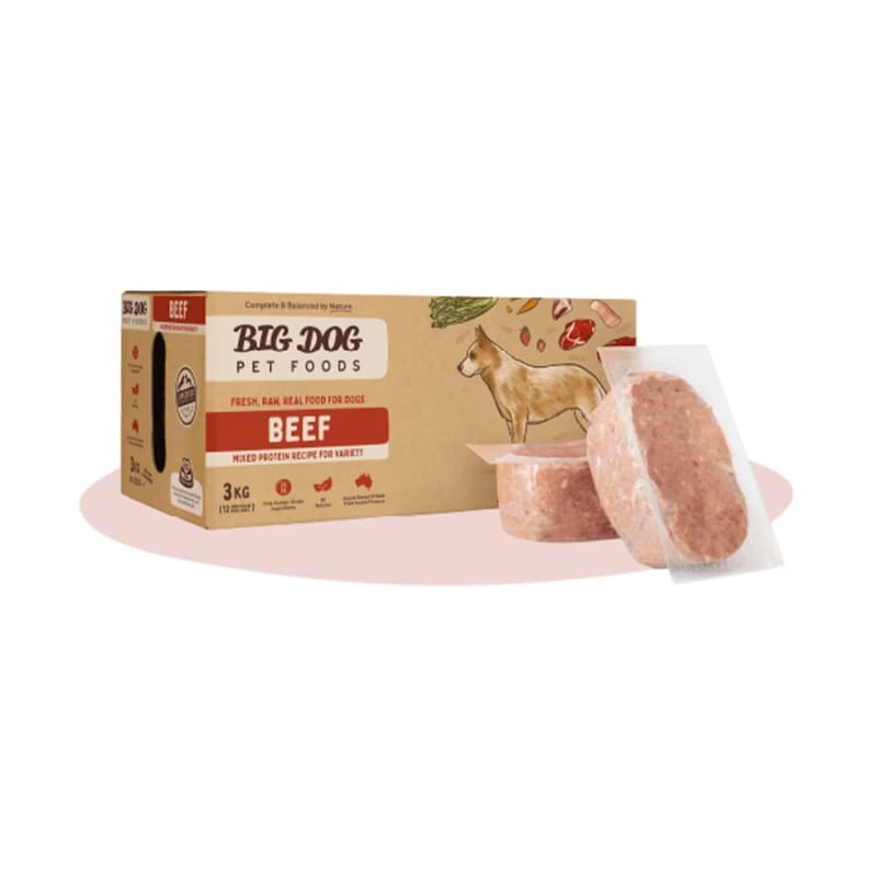 Premium Big Dog BARF Beef Frozen Raw Dog Food - 3kg (6.6 lbs) | High Protein, Grain-Free, Natural Diet for Large Breeds | Perfect for Raw Feeding & Healthy Digestion