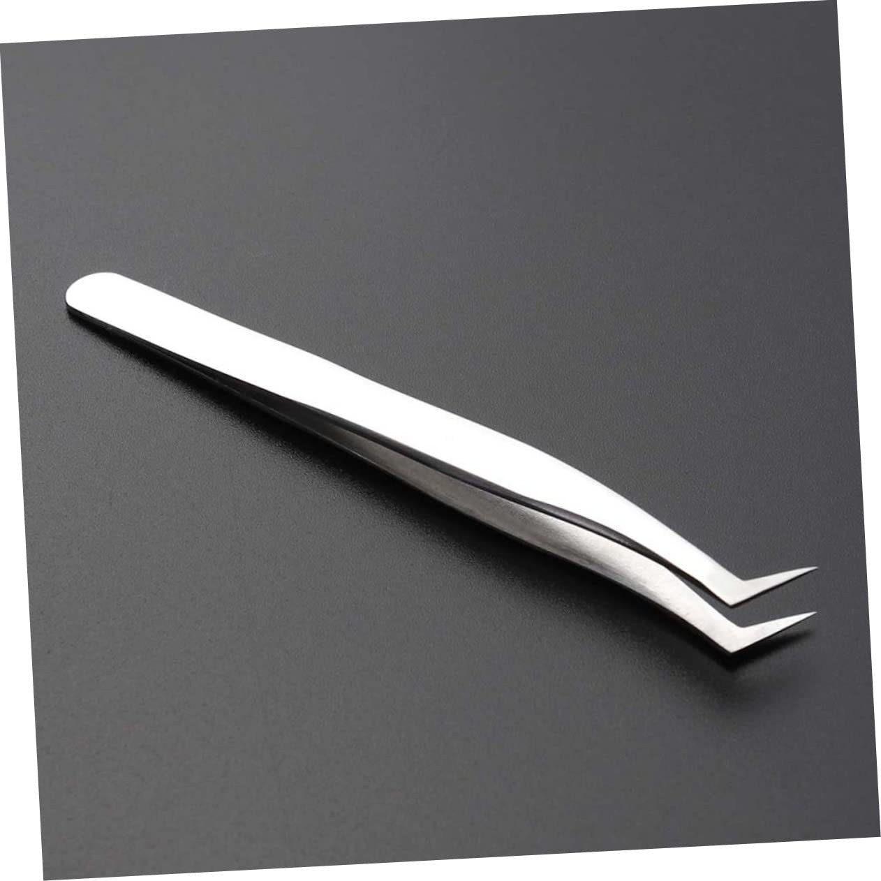 iPetboom 2-Piece Professional Eyelash Extension Tweezers Set - High Precision Lash Grafting & Fake Eyelash Application Tools (Silver) - Perfect for Salon, Home Use & Professional Makeup Artists