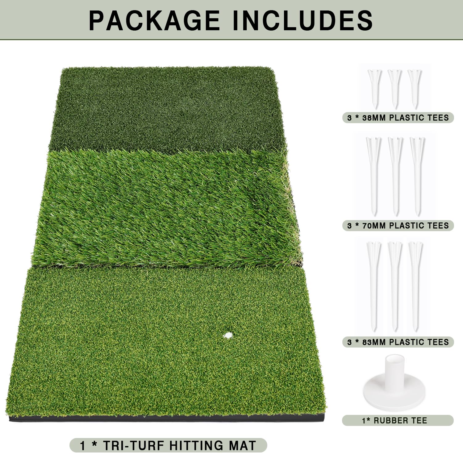 Premium Golf Hitting Mat - 10mm Thick Foam Padding with Non-Slip Rubber Backing - Durable Indoor/Outdoor Golf Practice Mat for Driving Range, Backyard, Garage & Home Training - Perfect for Swing Practice & Golf Simulation