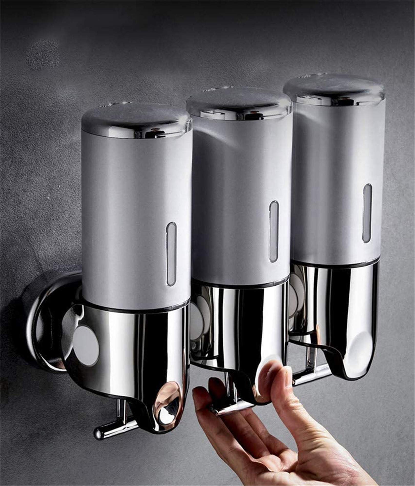 Triple Manual Shower Dispensers Wall Mount - 3X 500ml T-Bar Metal Pump (White) | Damage-Free Shampoo, Body Wash & Conditioner Dispenser for Bathroom, Home & Hotel | Perfect for Space-Saving Organization & Luxury Bath Experience