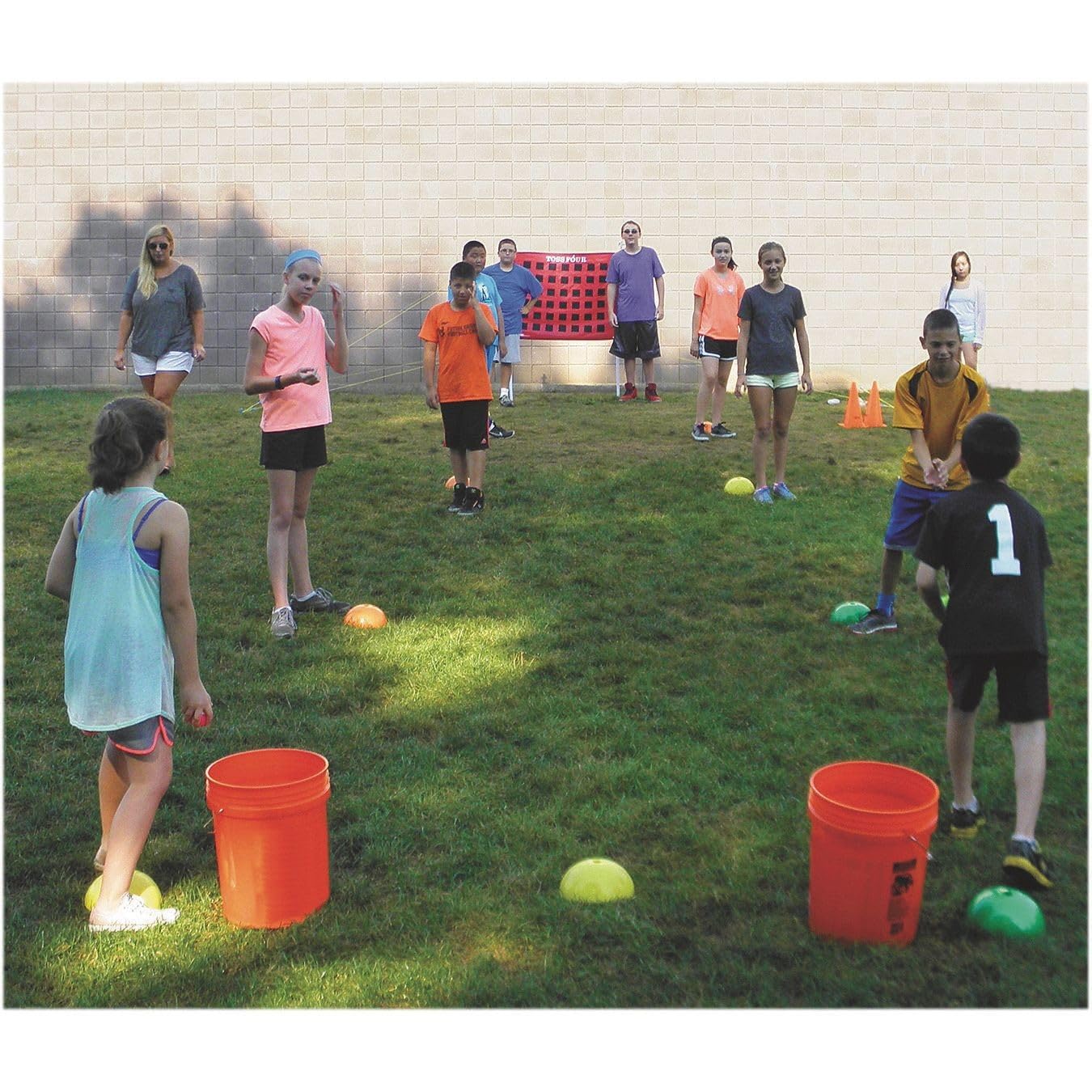 Toss Four Game Set with 4 Balls - Fun Outdoor Lawn & Backyard Party Game for Kids & Adults - Perfect for Picnics, BBQs, and Family Gatherings