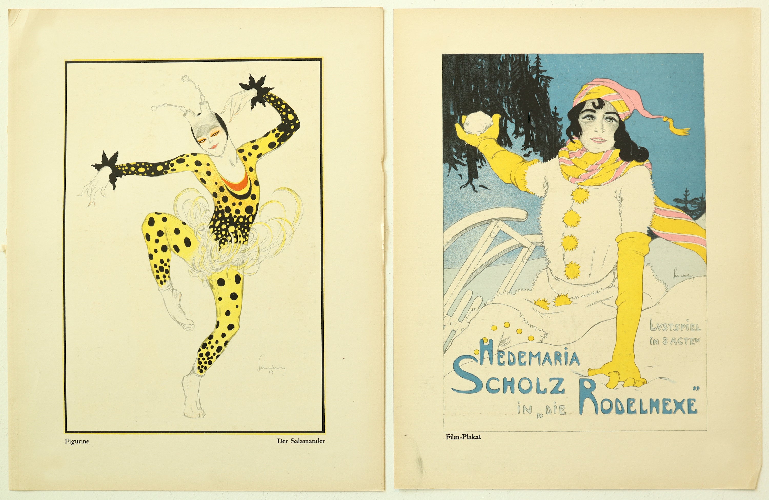 1922 Original German Art Deco Poster - Der Salamander Film Plakat (Recto/Verso) | Vintage Cinema Art for Home Decor & Collector's Display
