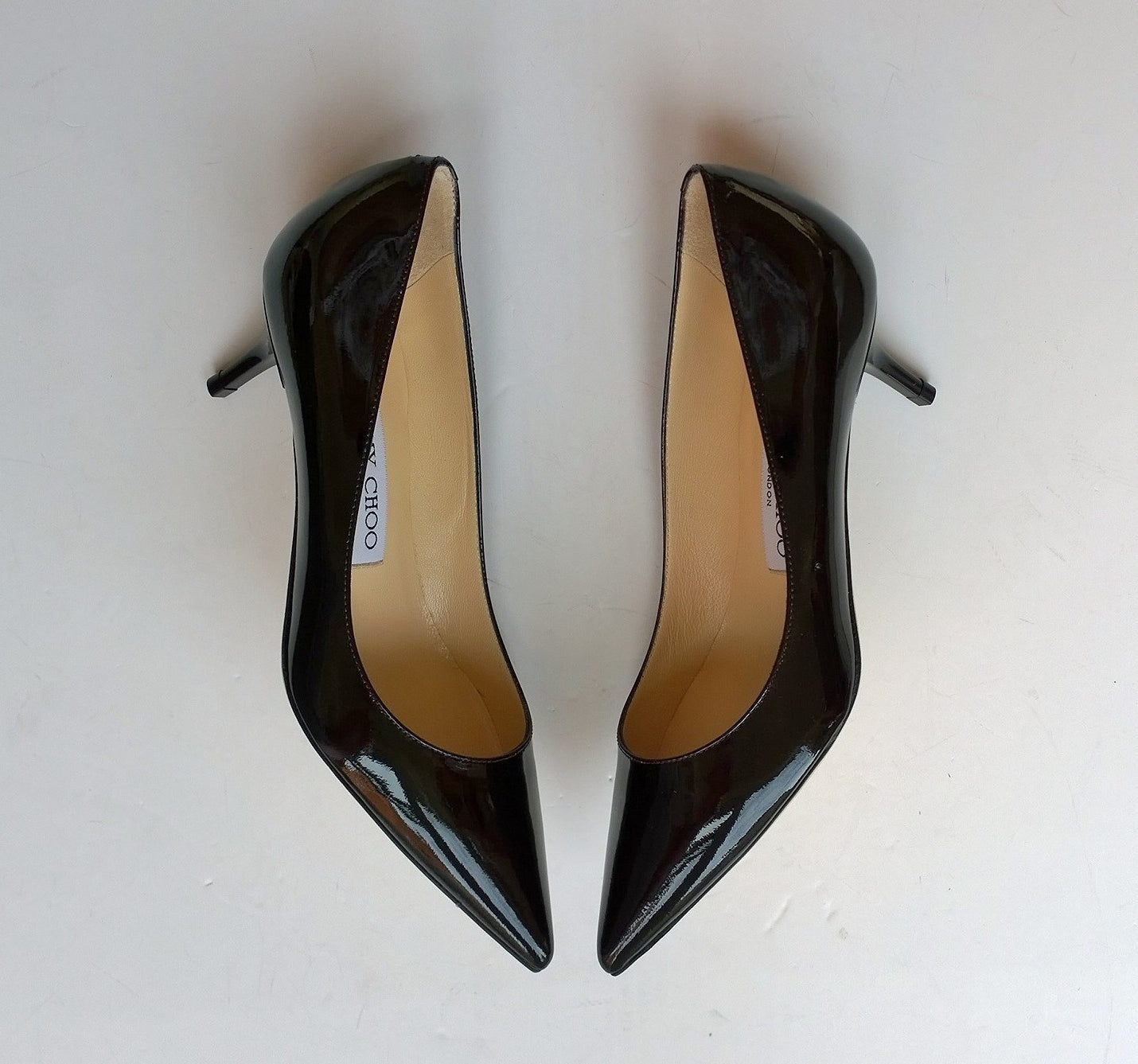 Jimmy Choo Aza Black Patent Kitten Heels - Pointy Toe Pumps for Women | Elegant Dress Shoes for Work, Party & Evening Events