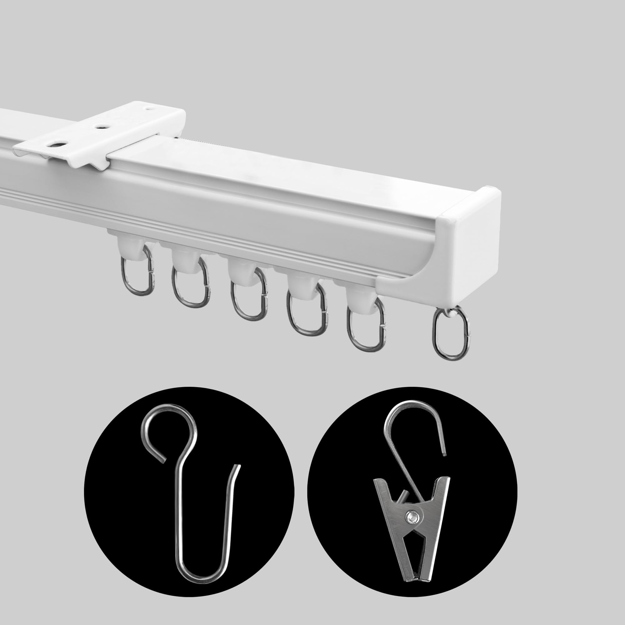 Heavy Duty Ceiling Mount Curtain Track System - White Room Divider & Privacy Partition for RV, Shower, Outdoor Use (3-9ft Adjustable Length) - Perfect for Home, Office, Camping and Commercial Spaces