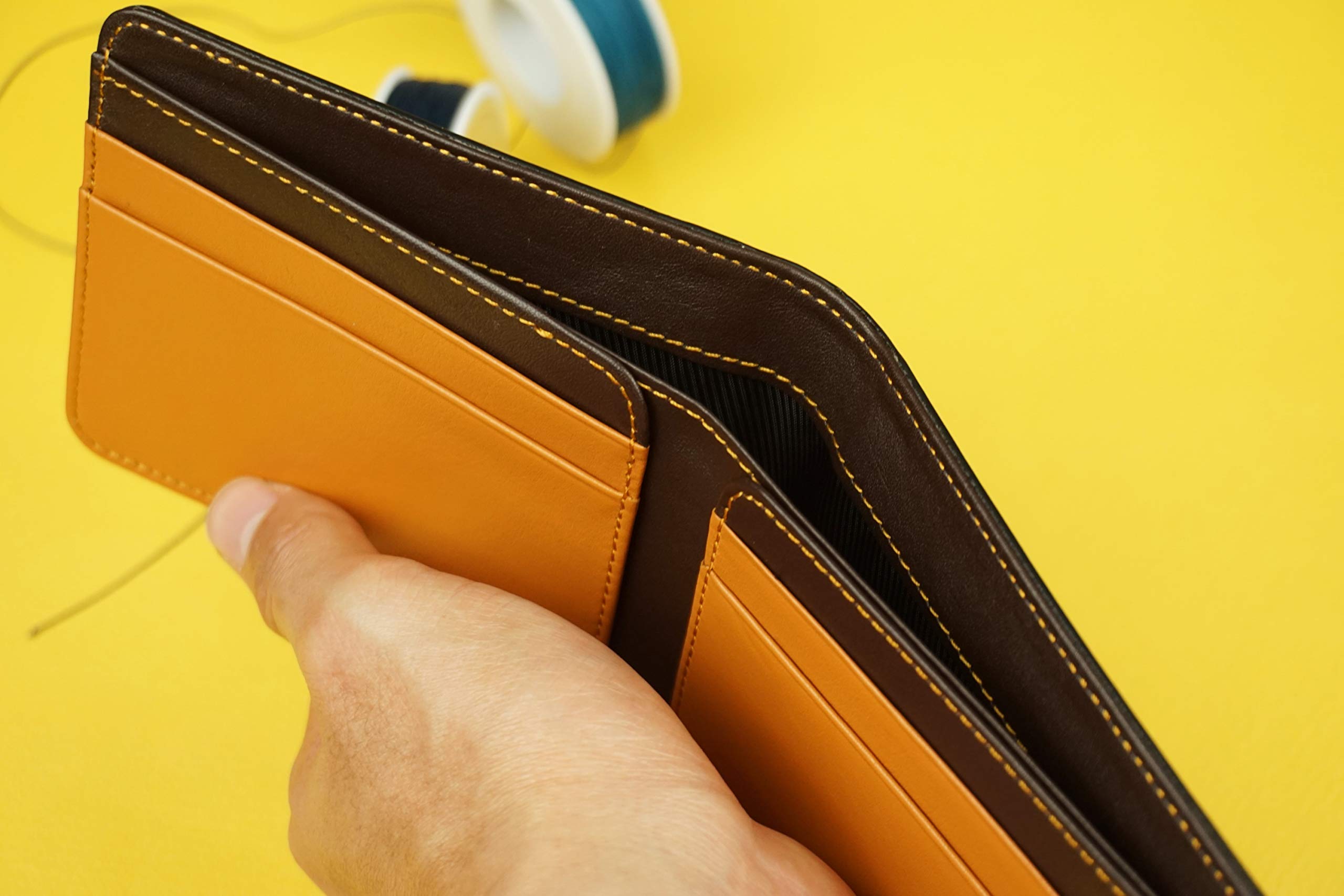Premium Brown Chocolate Cow Leather Wallet for Men - Genuine Full Grain Leather Bifold Wallet - Stylish Men's Billfold Wallet - Perfect for Everyday Use, Business & Travel