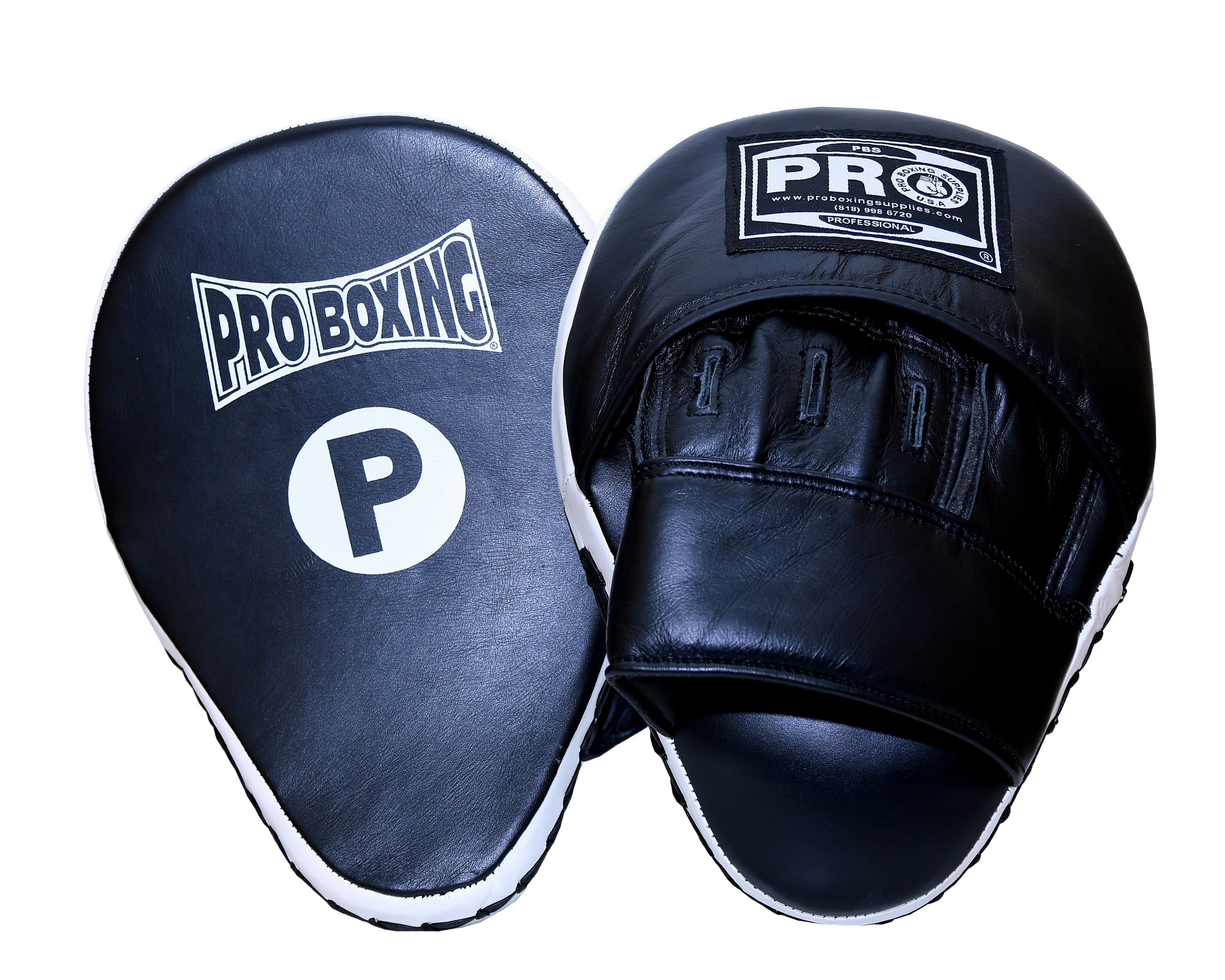 ProBoxing® Professional Focus Curve Mitt - Black/White Trim - Perfect for Boxing Training, MMA, and Fitness Workouts