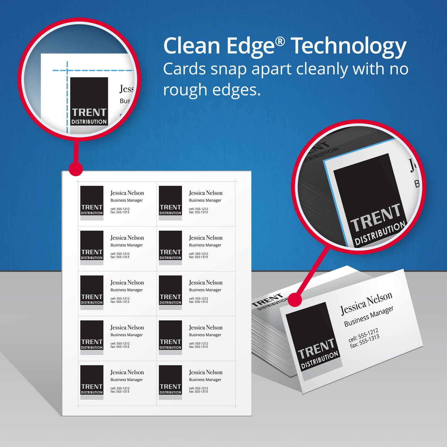 AVERY AVE5870 Double-Sided Printable Business Cards with Clean Edge - Premium Quality for Networking, Marketing & Professional Branding