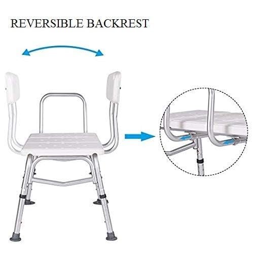 HEALTHLINE Heavy Duty Bariatric Shower Bench 400 lbs Capacity - Adjustable Medical Transfer Bench with Back Support & Non-Slip Seat for Elderly & Disabled (Gray) - Ideal for Safe Bathing & Showering Assistance
