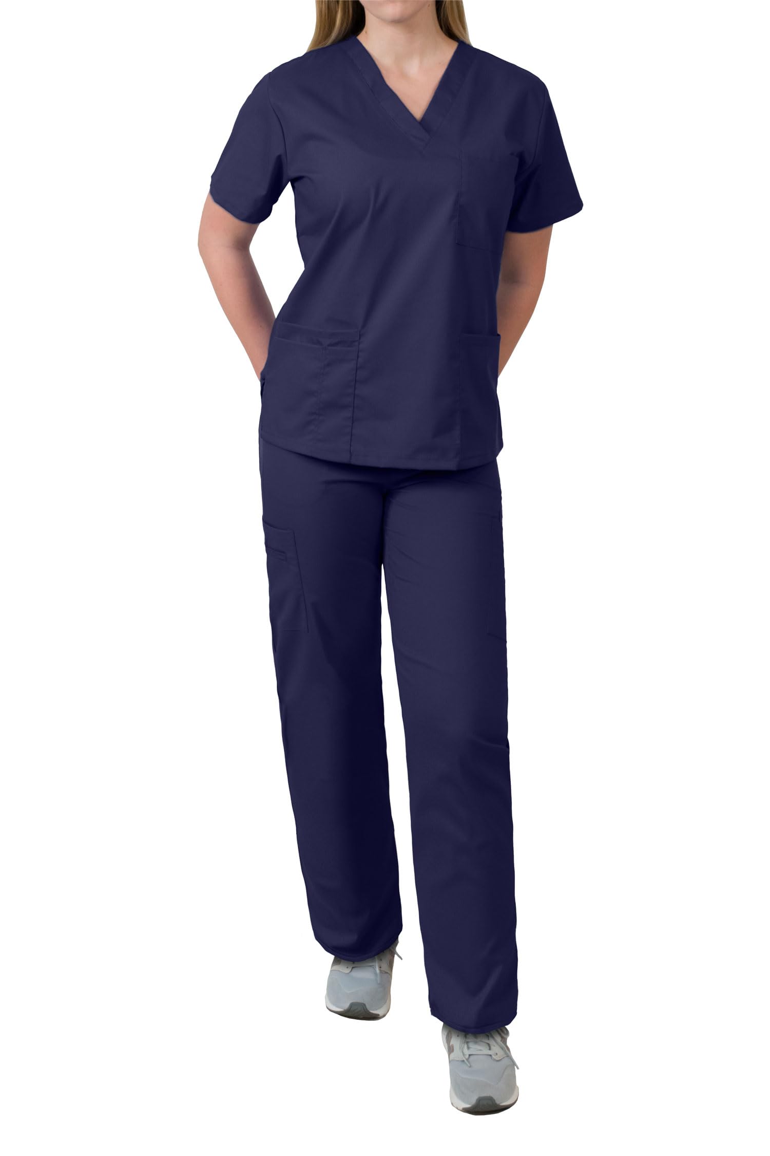 Medgear Women's Scrubs Set - 4 Pocket Top & Multi-Pocket Pants | Medical Uniform for Nurses, Doctors & Healthcare Professionals | Comfortable Workwear for Hospitals & Clinics