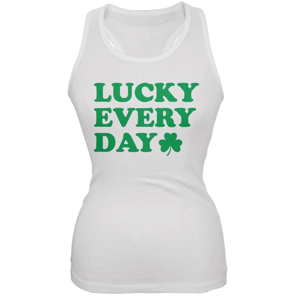 Old Glory St. Patrick's Day Lucky Everyday White Soft Juniors Tank Top - Perfect for Irish Festivals, Casual Wear & Holiday Celebrations
