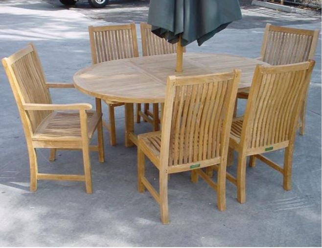 Anderson Teak Bahama Chicago 7-Piece Outdoor Dining Chair Set - Weather-Resistant Patio Furniture for Garden, Poolside & Backyard Dining