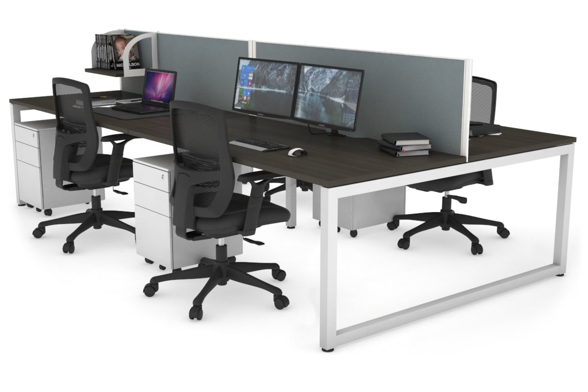 Quadro Loop Legs 4-Person Office Workstation - 1400L x 800W with Cable Management Scallop - Perfect for Collaborative Workspaces & Open Office Environments